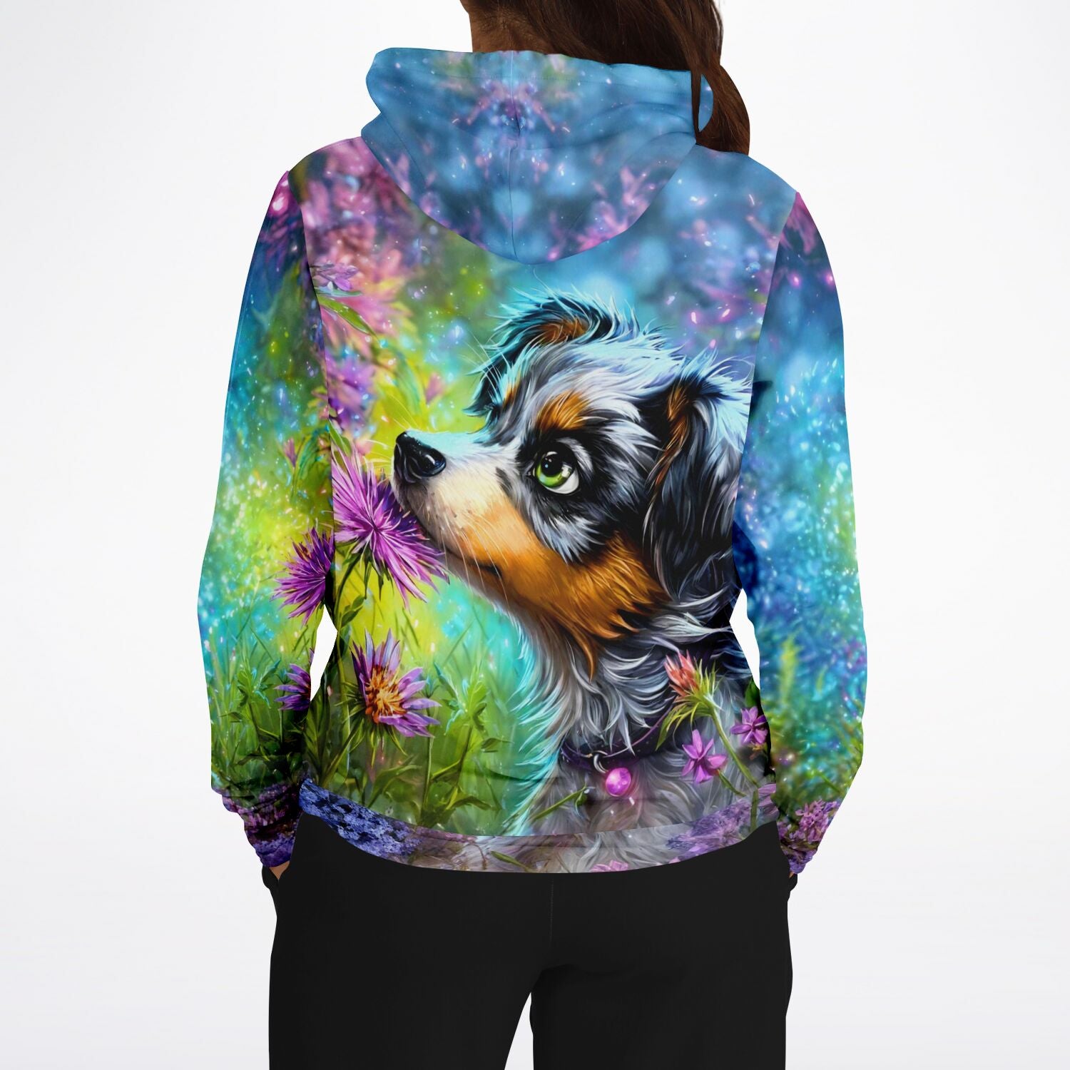 Hoodie mit buntem Hundemotiv in leuchtenden Farben wie beim Diamond Painting oder für Malen nach Zahlen Fans