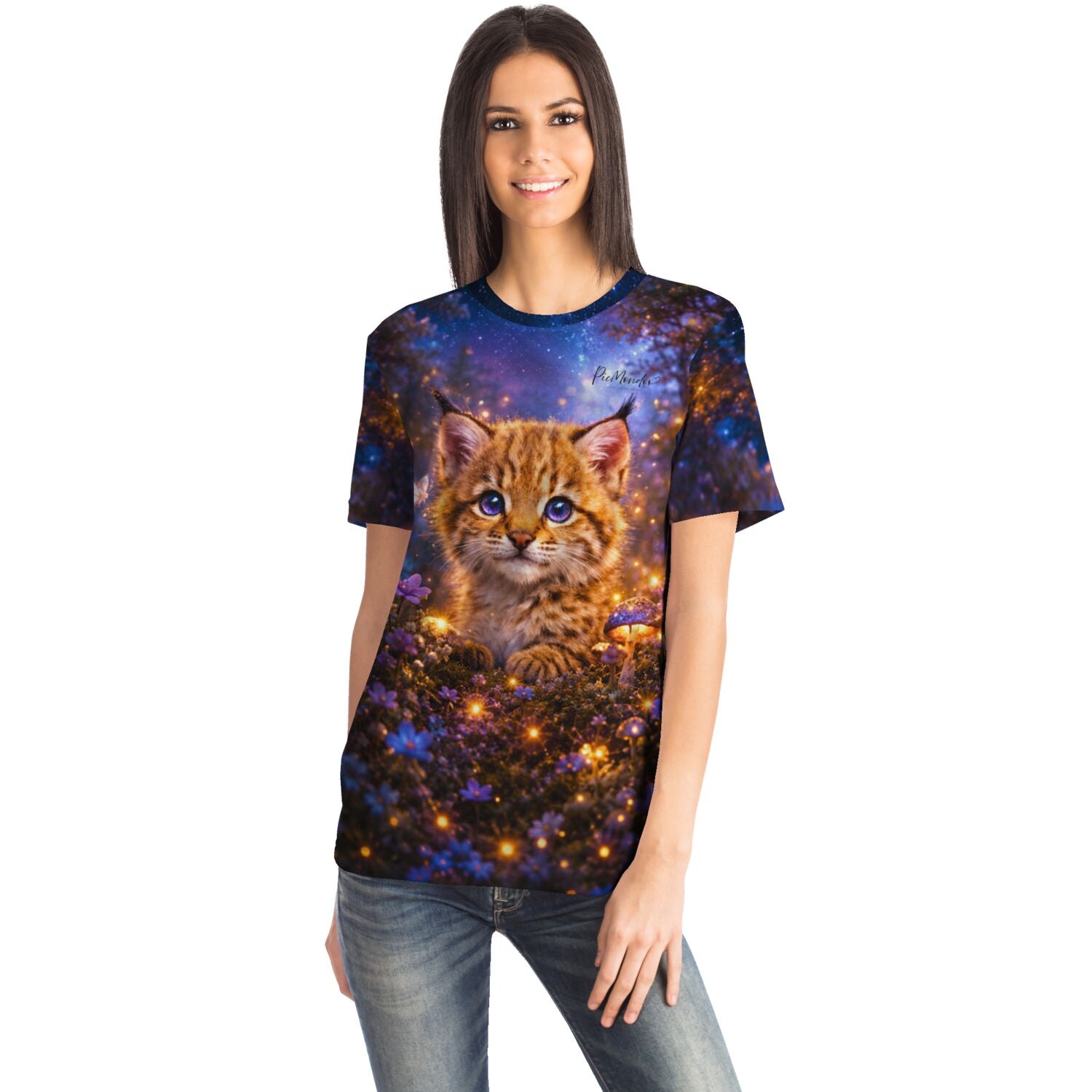 Frau trägt ein T-Shirt mit Katzenmotiv im Stil von Diamond Painting und Malen nach Zahlen Designs
