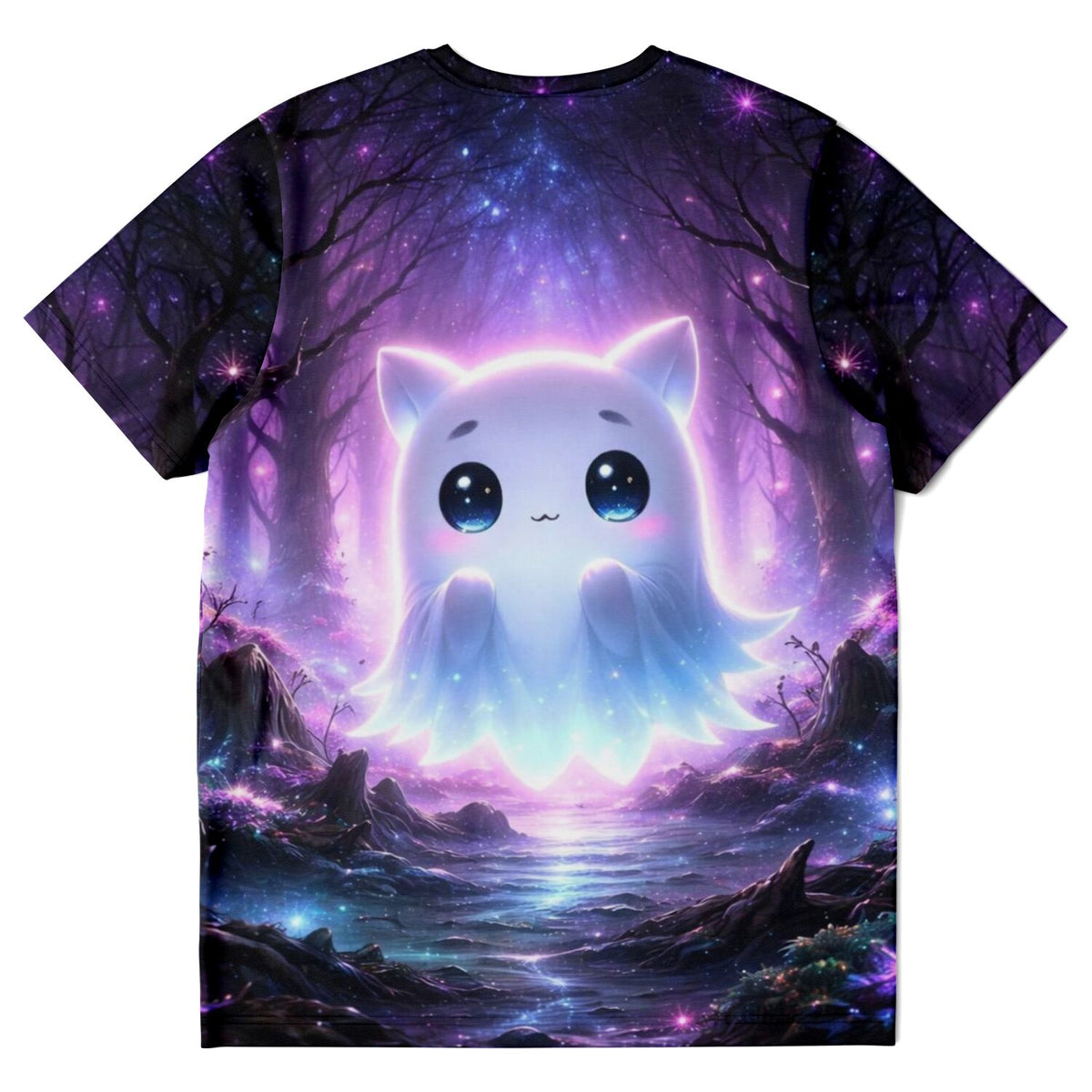 Dreamer T-Shirt mit leuchtendem Geist-Motiv im magischen Wald als Inspiration für Diamond Painting und Bastelprojekte