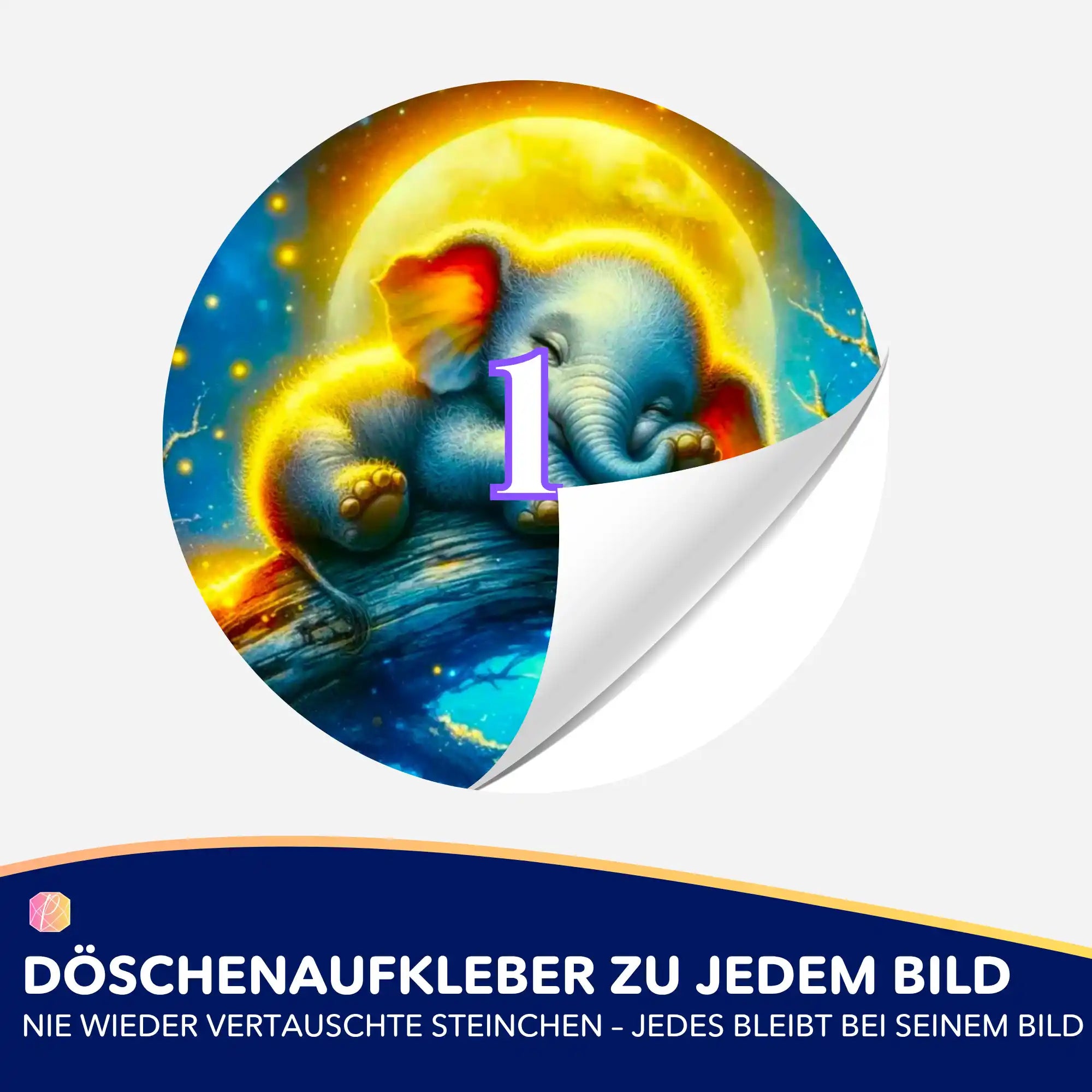 Döschenaufkleber - Mondschein Elefant