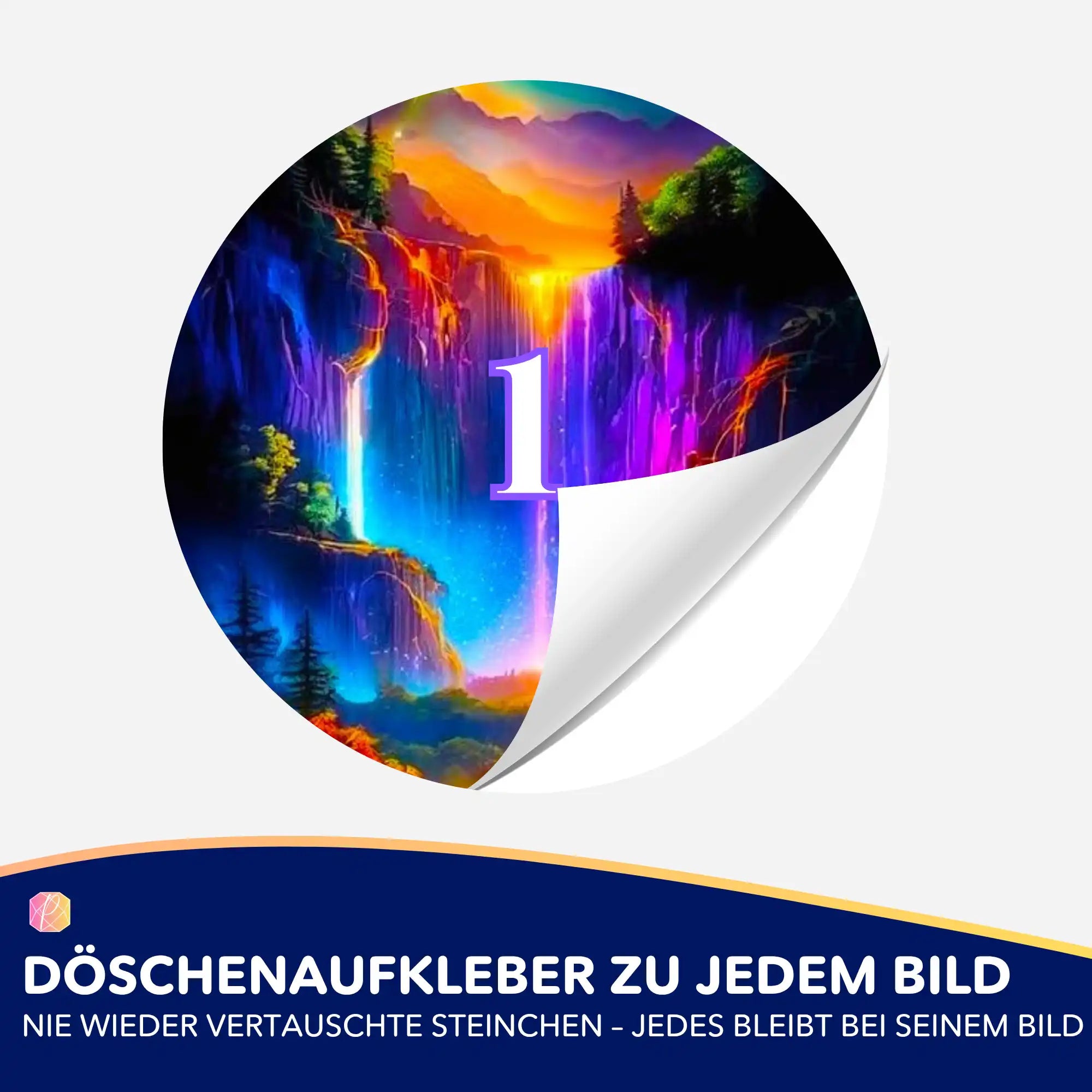 Döschenaufkleber - Nachtleuchten am Wasserfall