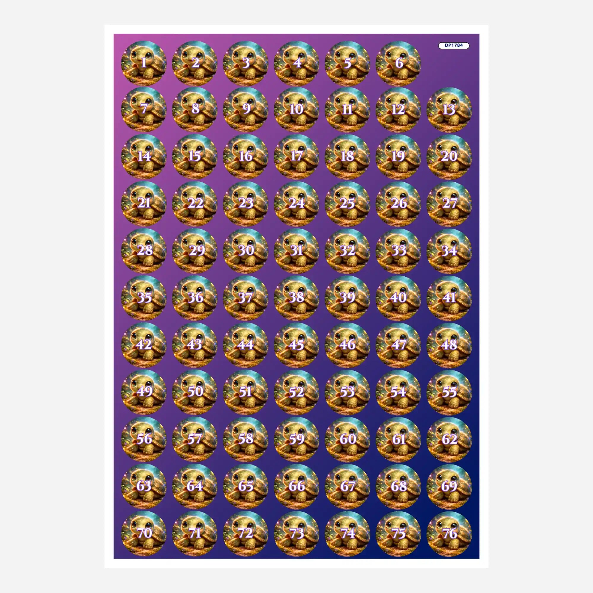 Döschenaufkleber für Diamond Painting mit niedlichem Schildkröten-Motiv zum Sortieren der Steinfarben