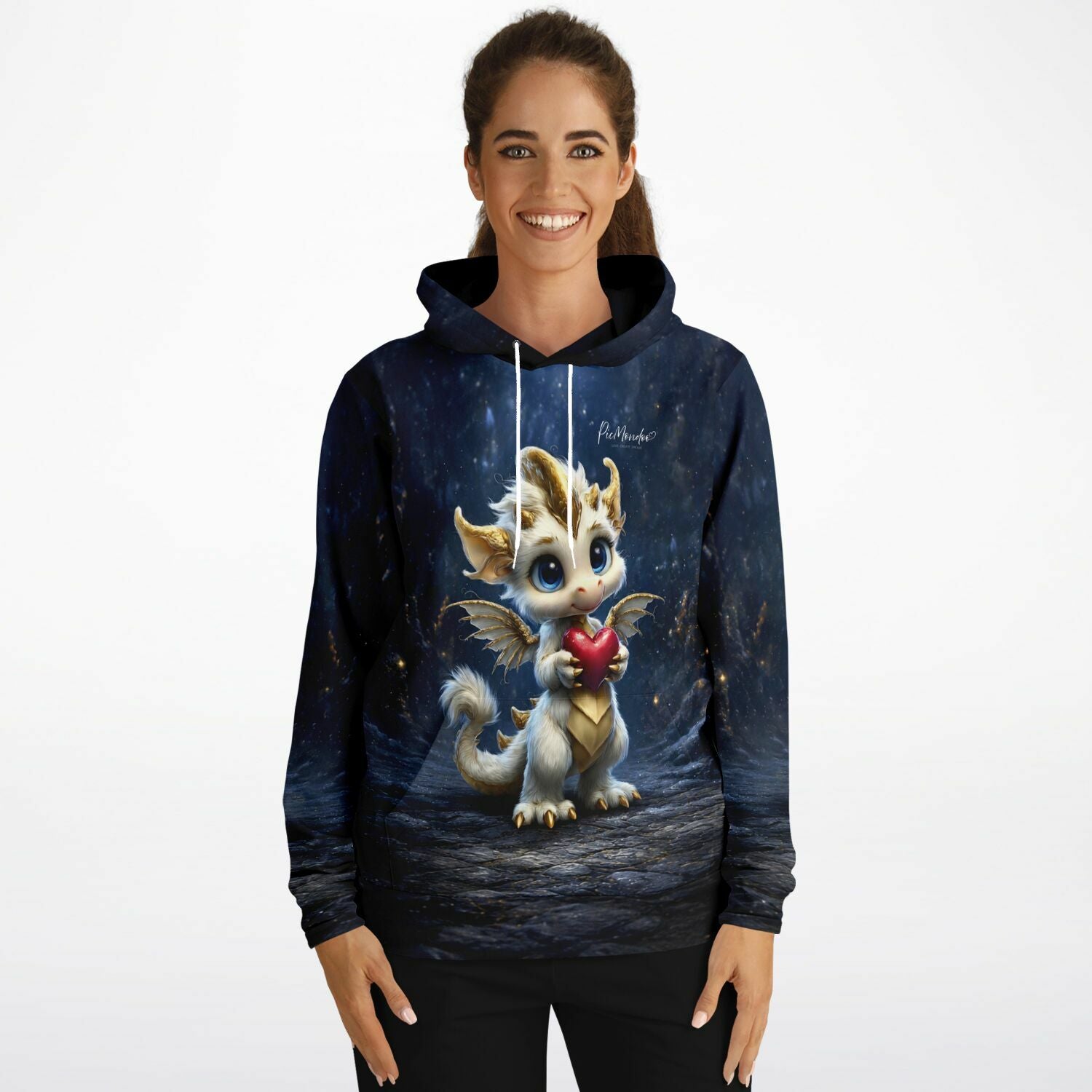 Dreamer Hoodie Herzlicht mit niedlichem Drachen-Motiv, passend zum Stil von Diamond Painting und Malen nach Zahlen