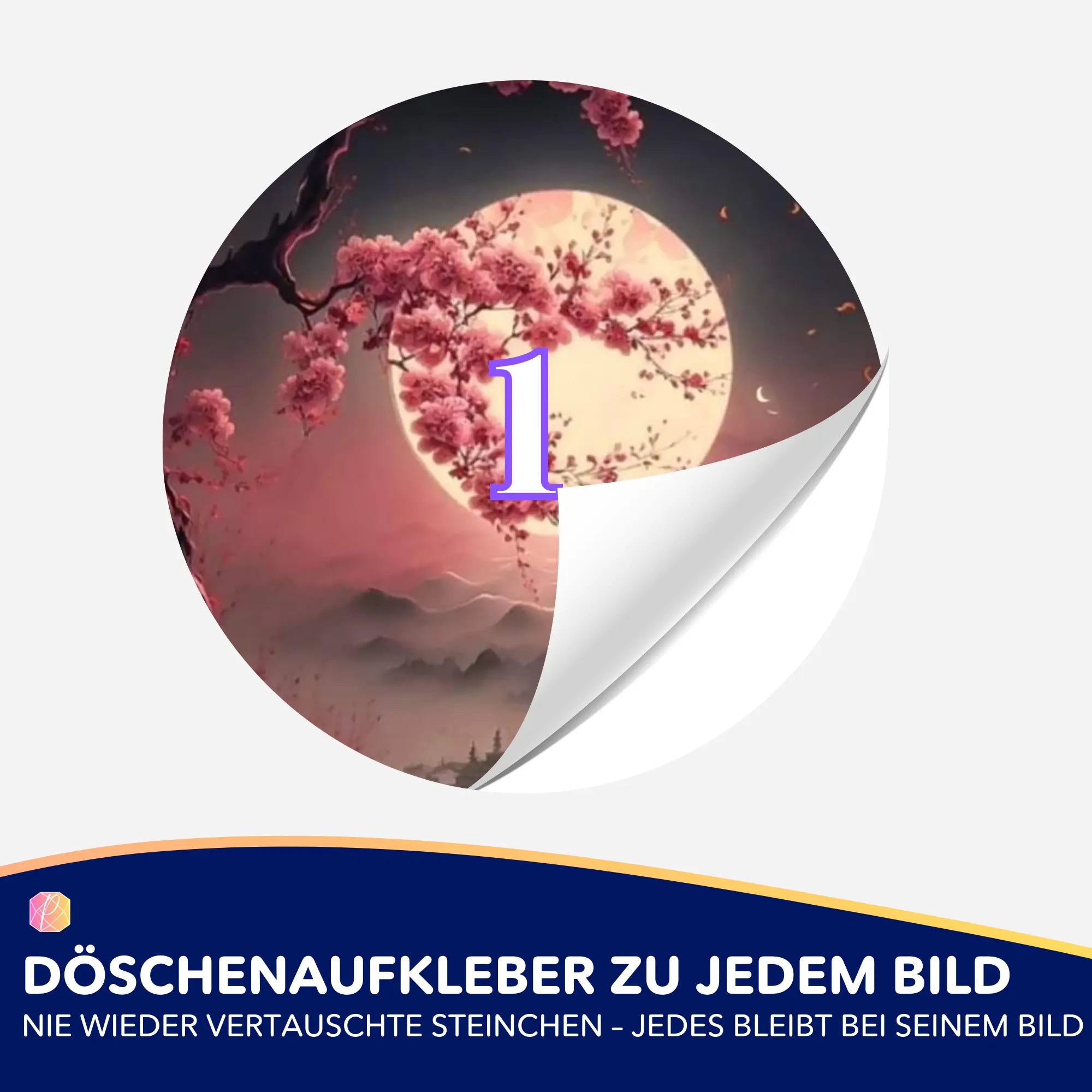 Döschenaufkleber - Kirschblüten im Mondschein