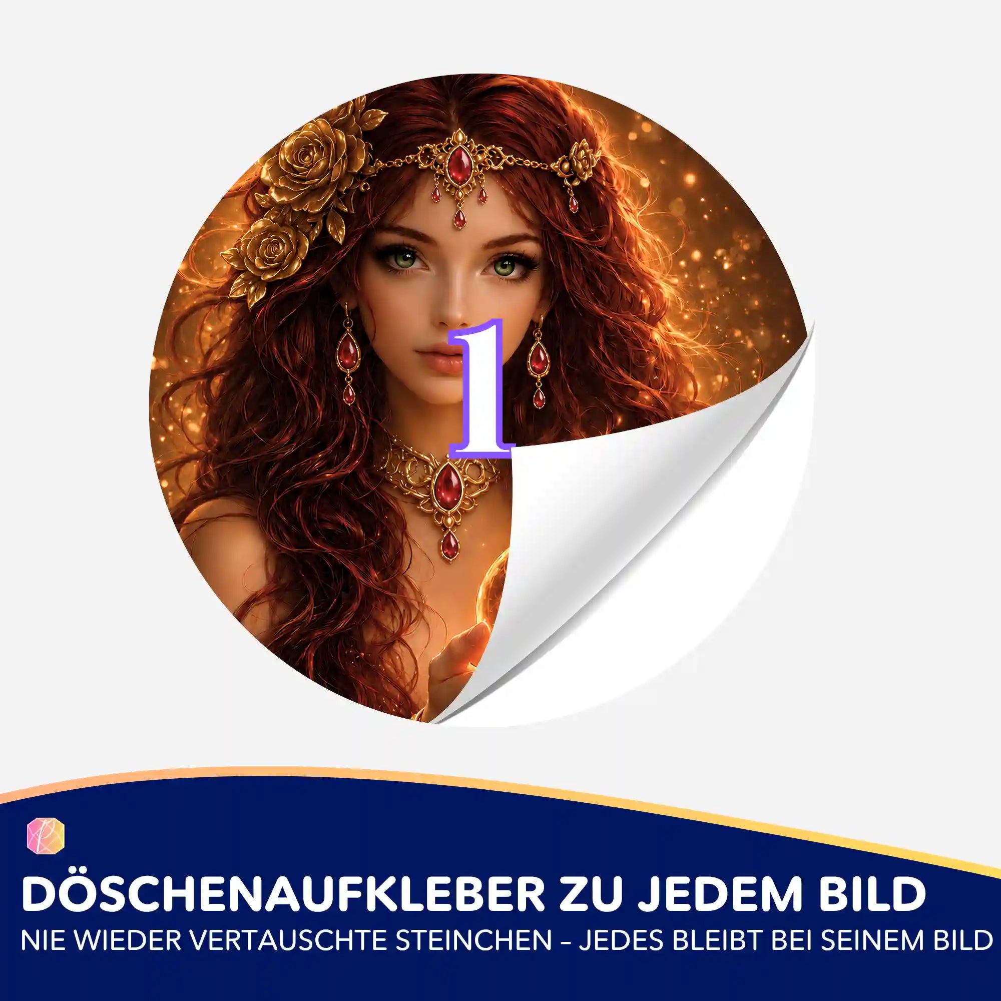 Döschenaufkleber mit Motiv Göttin der Sonne zur übersichtlichen Sortierung der Steine für dein Diamond Painting
