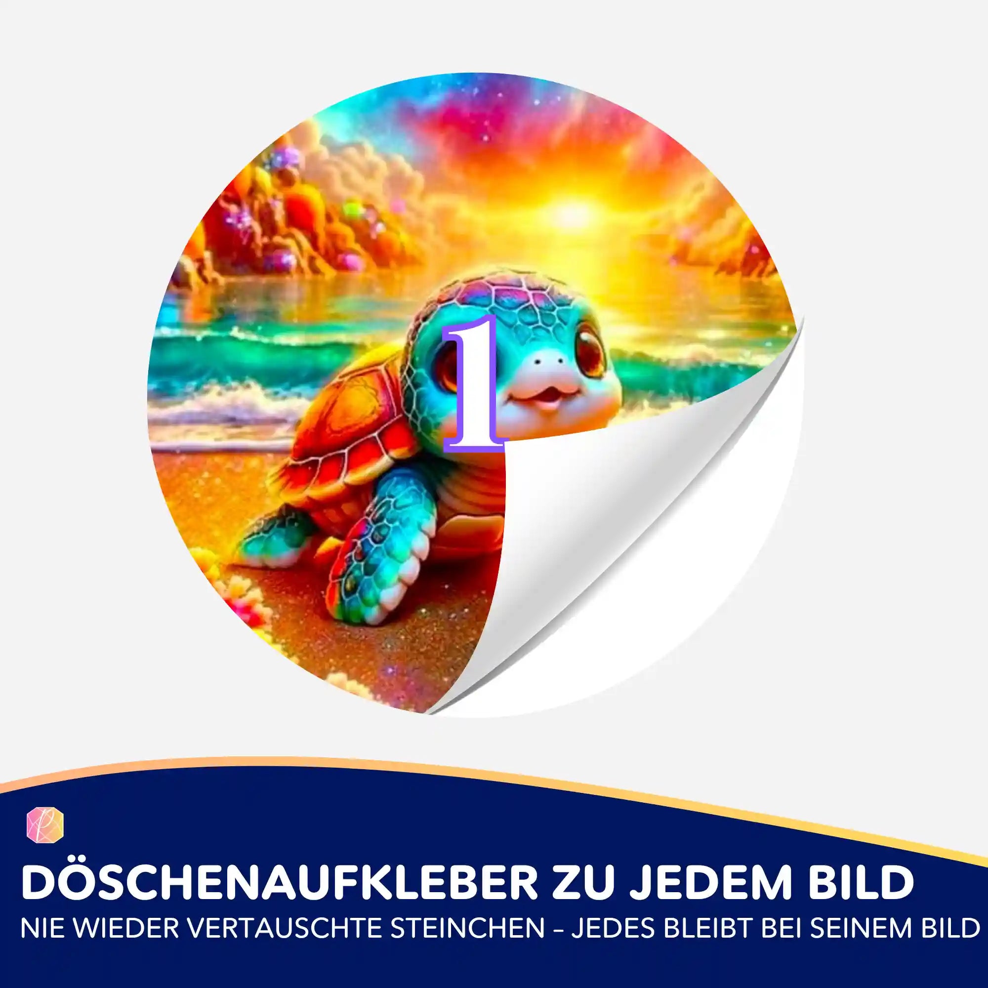 Döschenaufkleber - Schildkröte am Funkelstrand