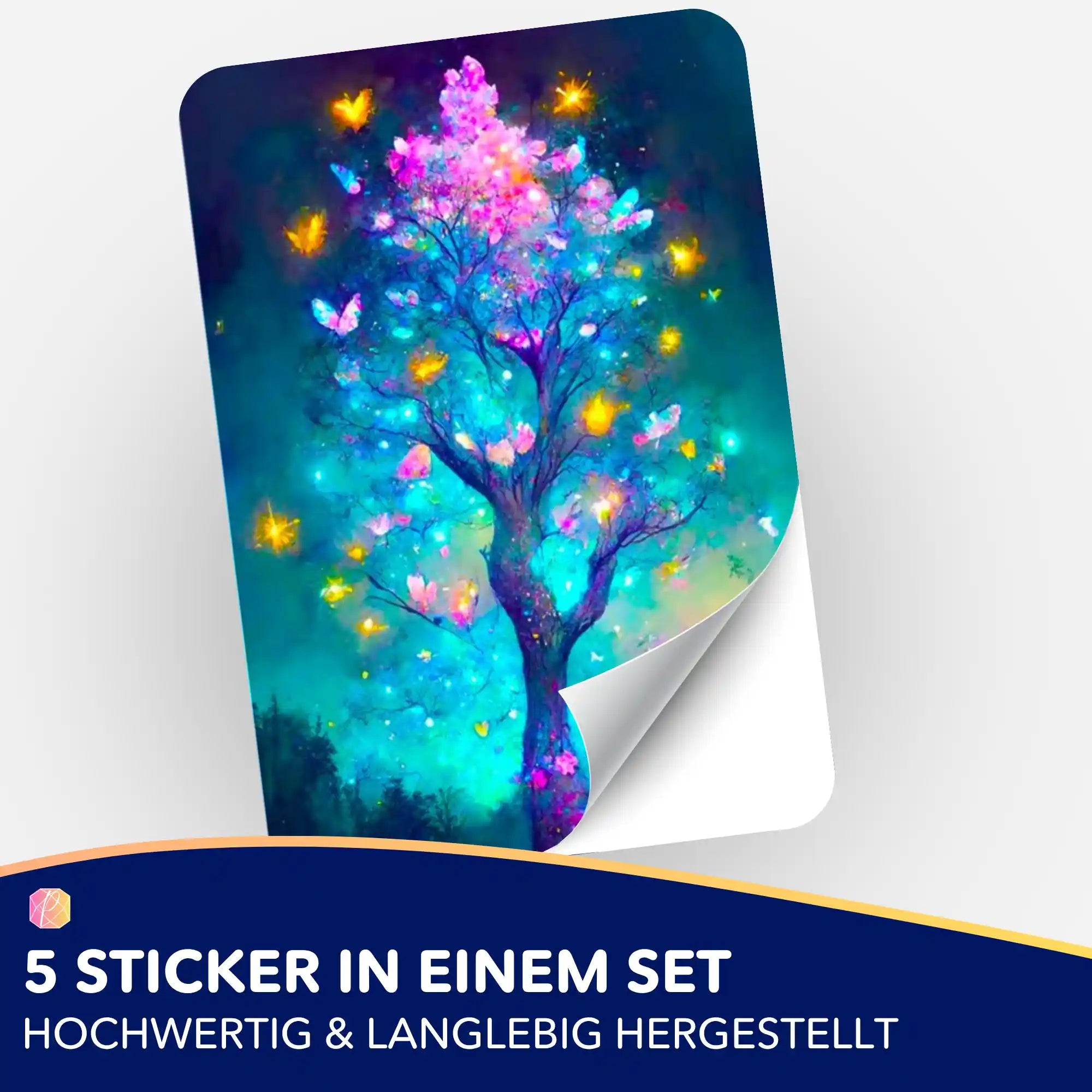 Aufkleber 5er-Set - Schmetterlingsbaum