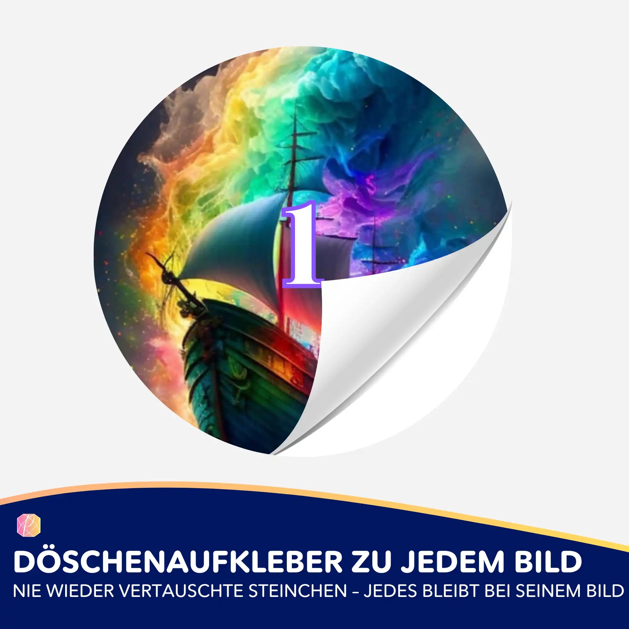 Döschenaufkleber - Schiff im bunten Meer