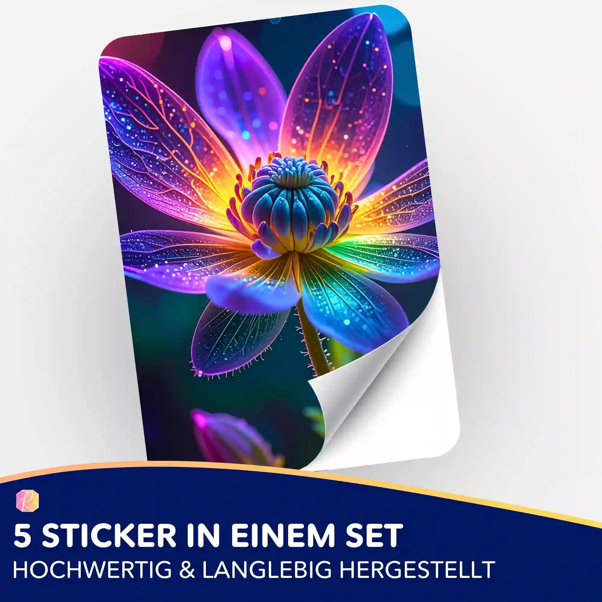 Picmondoo Sticker-Set Im Kern des Lichts mit leuchtender Blumen-Illustration für Diamond Painting und Bastelbedarf