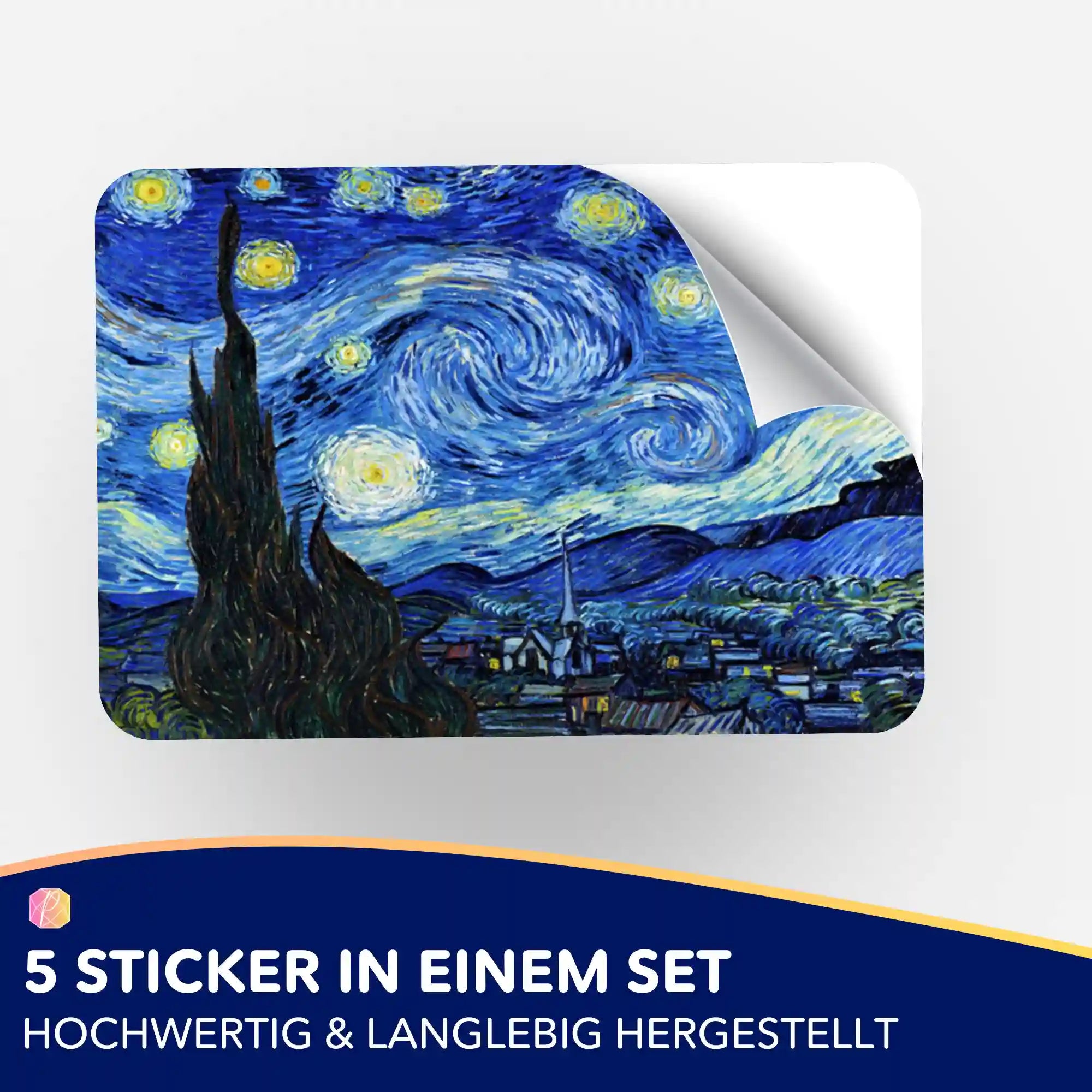 Aufkleber 5er-Set - Van Gogh "Sternennacht"