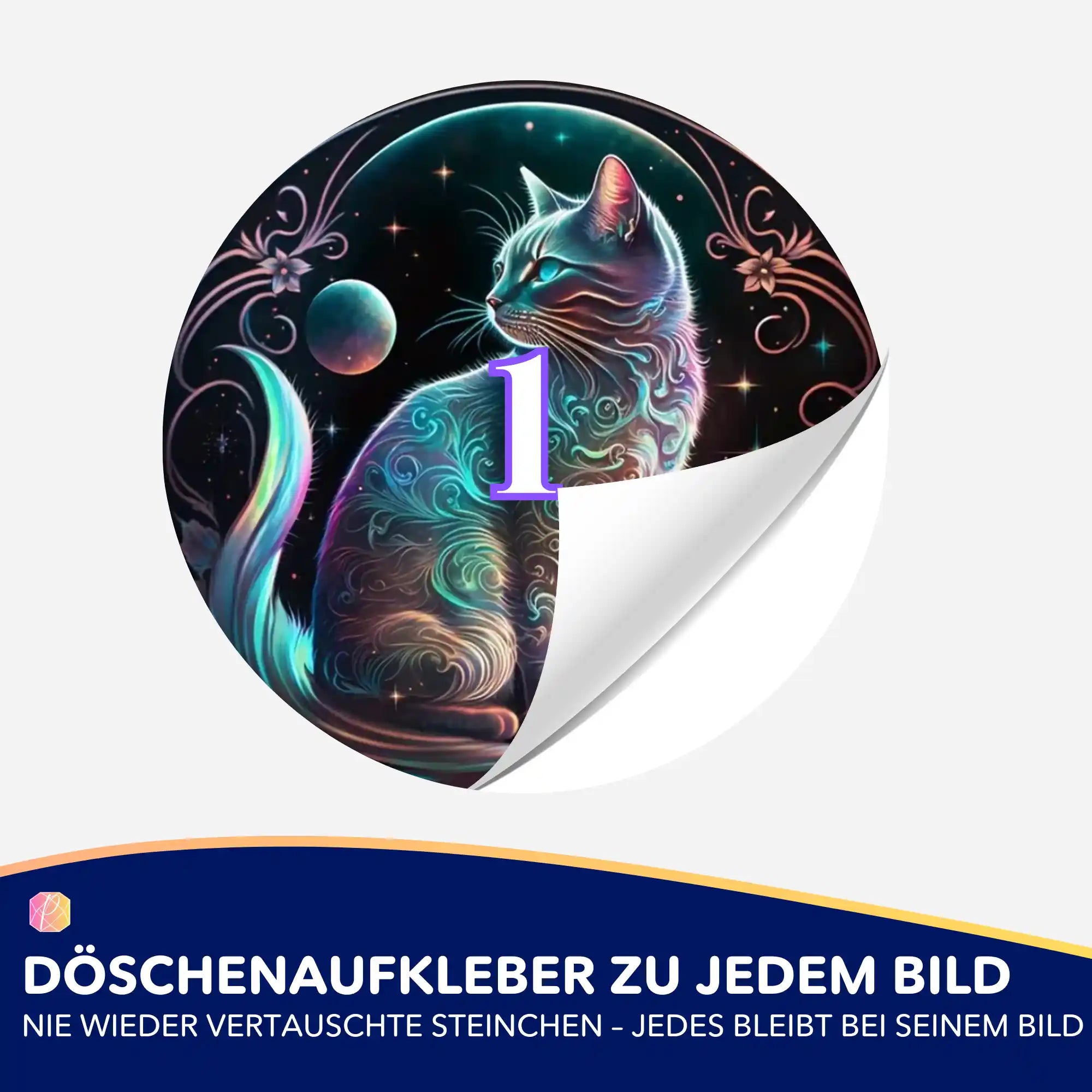 Döschenaufkleber - Cat on the Moon