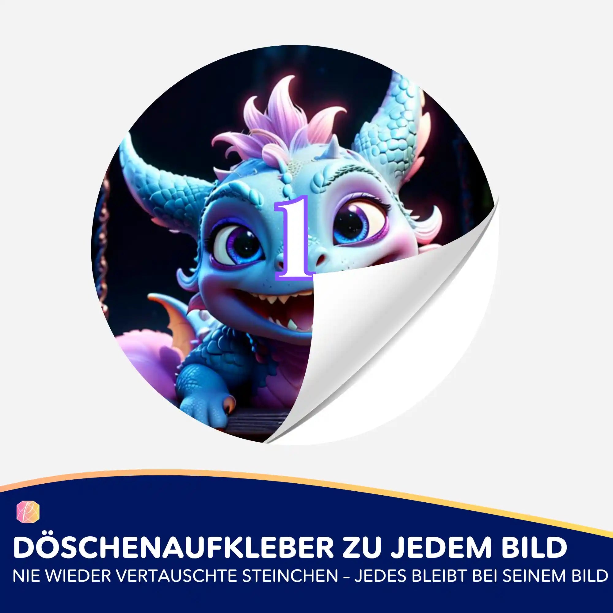 Döschenaufkleber - Blue Flatter Dragon