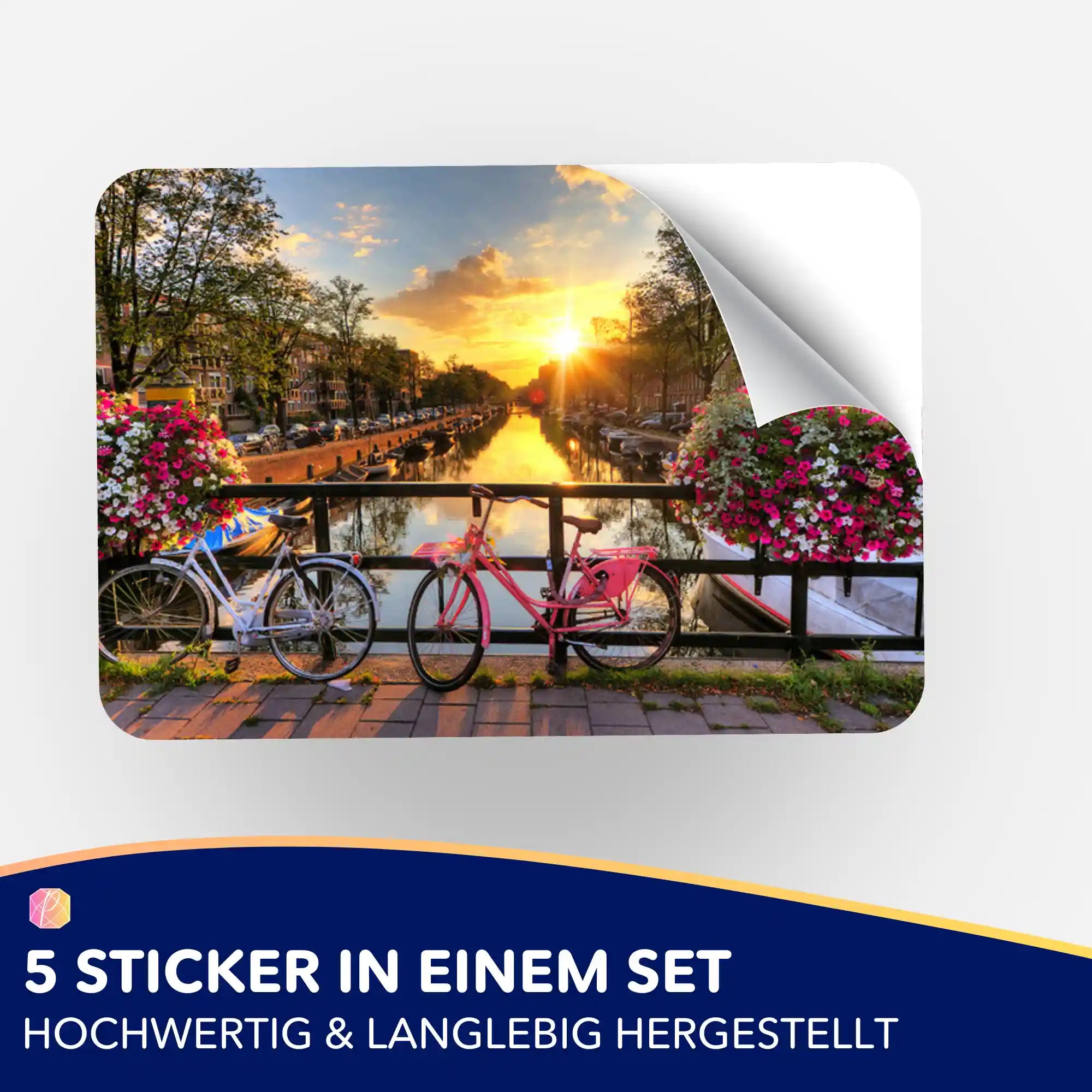 Aufkleber 5er-Set - Sonnenuntergang in Amsterdam