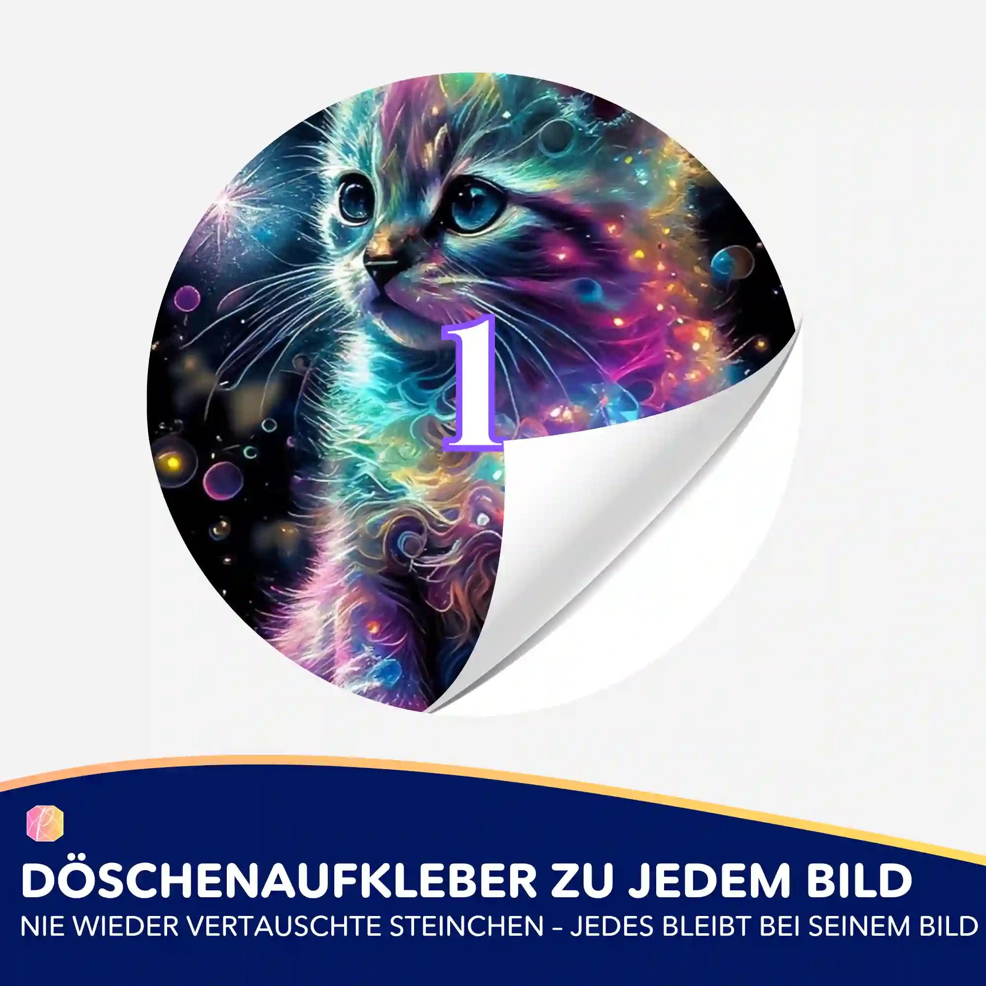 Döschenaufkleber - Kätzchen Kunterbunt