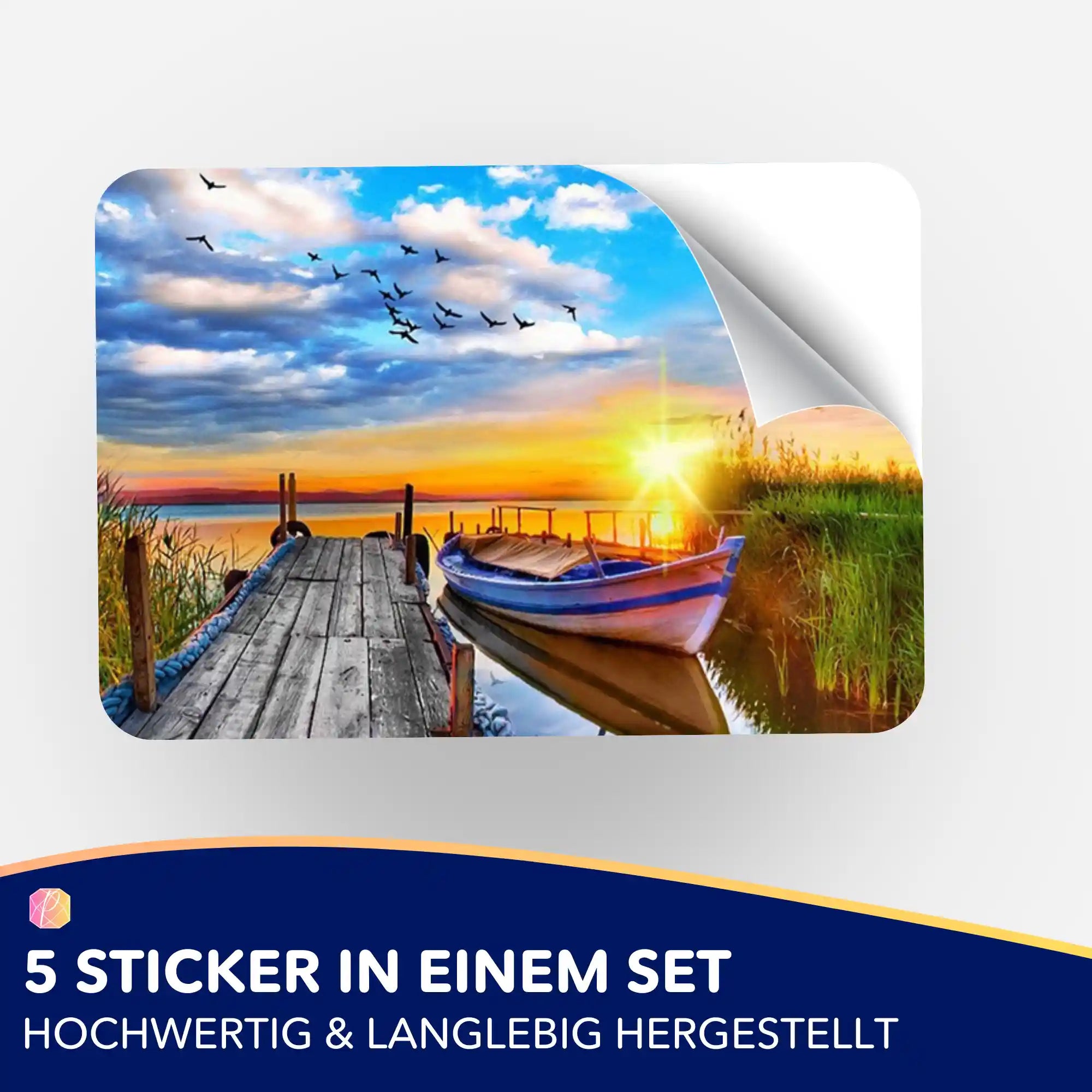 Aufkleber 5er-Set - Sonniger Abend am See