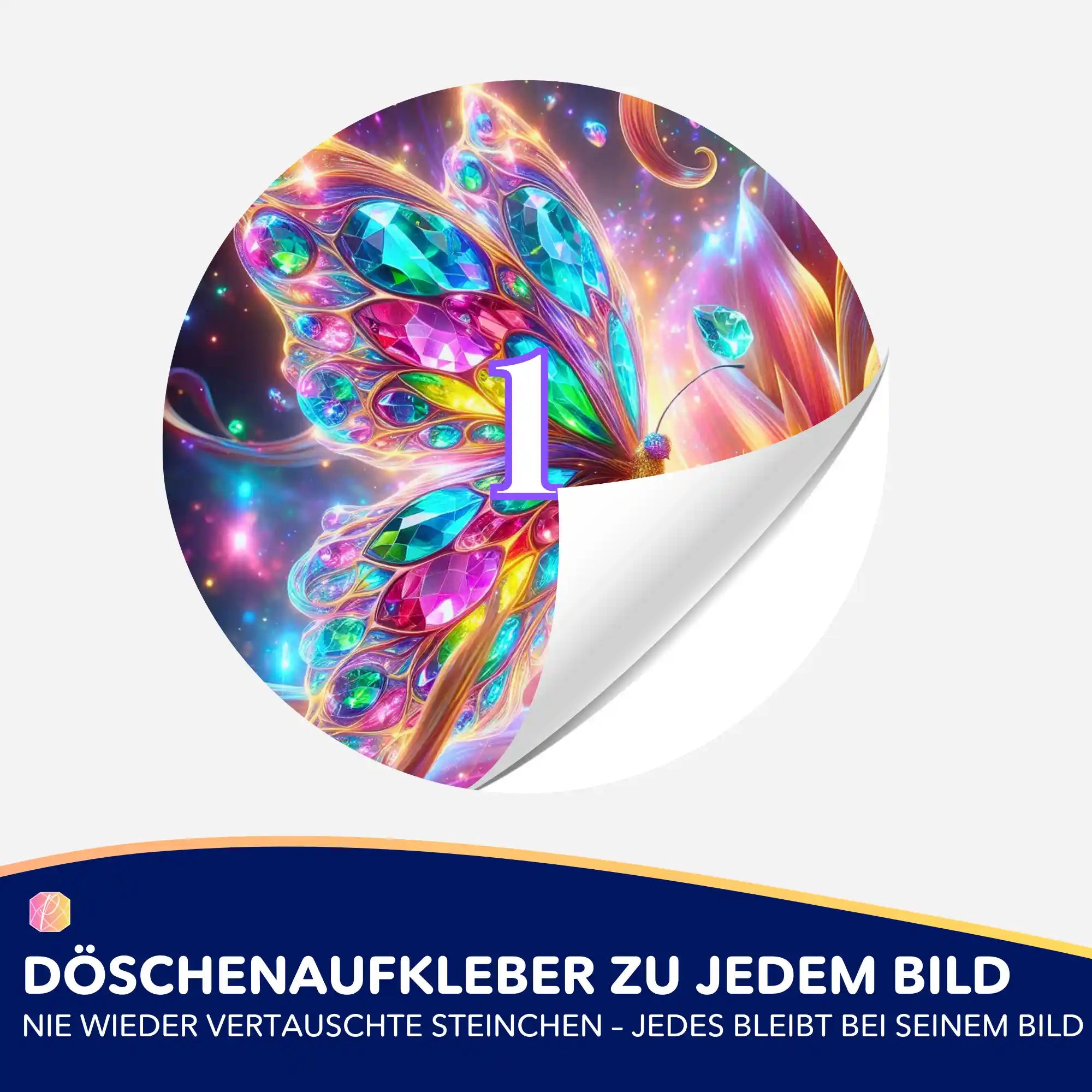 Bunter Aufkleber mit Schmetterling-Motiv für Diamond Painting Sortier-Döschen zur Kennzeichnung der Steinchen