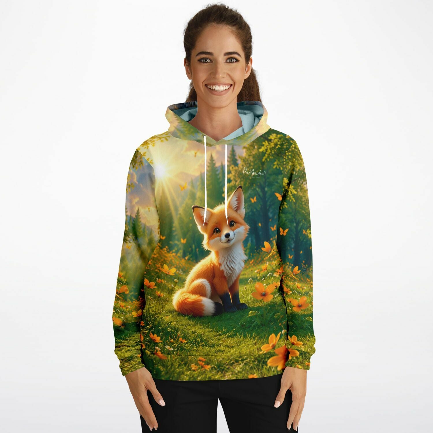 Dreamer Hoodie mit Fuchsmotiv im Wald, passend zu beliebten Malen nach Zahlen und Diamond Painting Motiven bei Picmondoo.