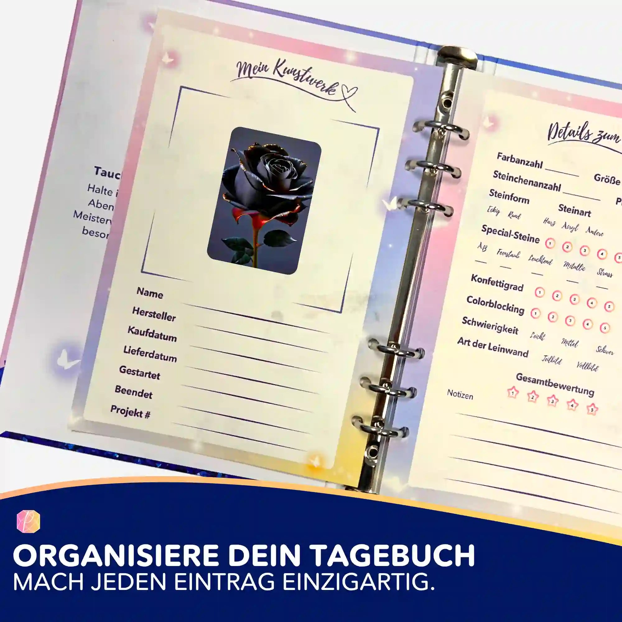 Aufkleber 5er-Set - Black rose