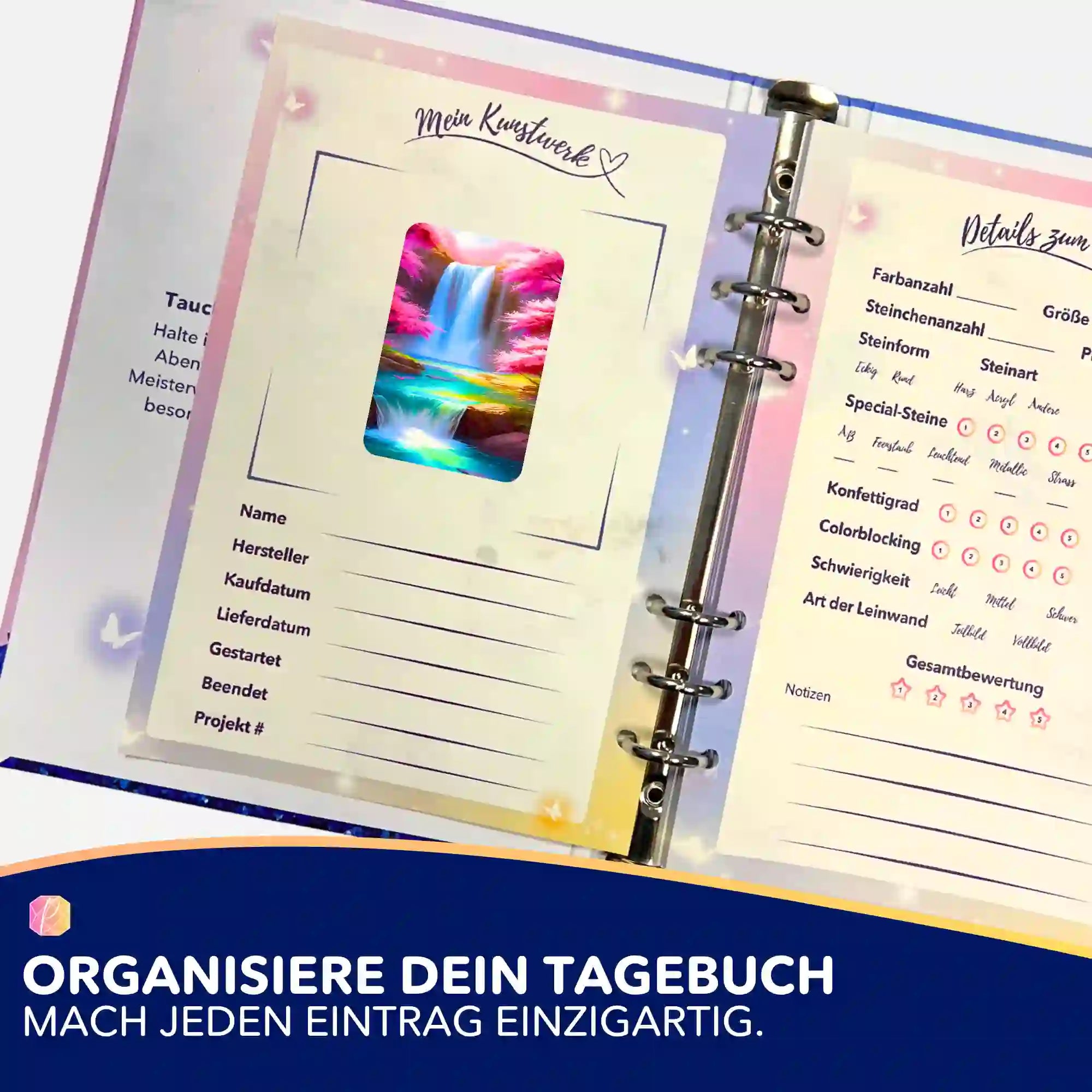 Aufkleber 5er-Set - Kirschblüten am Wasserfall