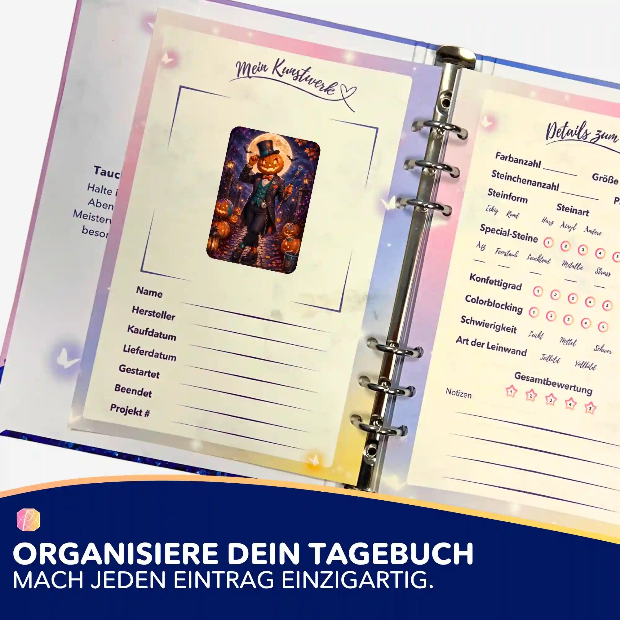 Picmondoo Diamond Painting Aufkleber Herbstnacht Motiv für die Organisation im DIY-Projekt-Tagebuch