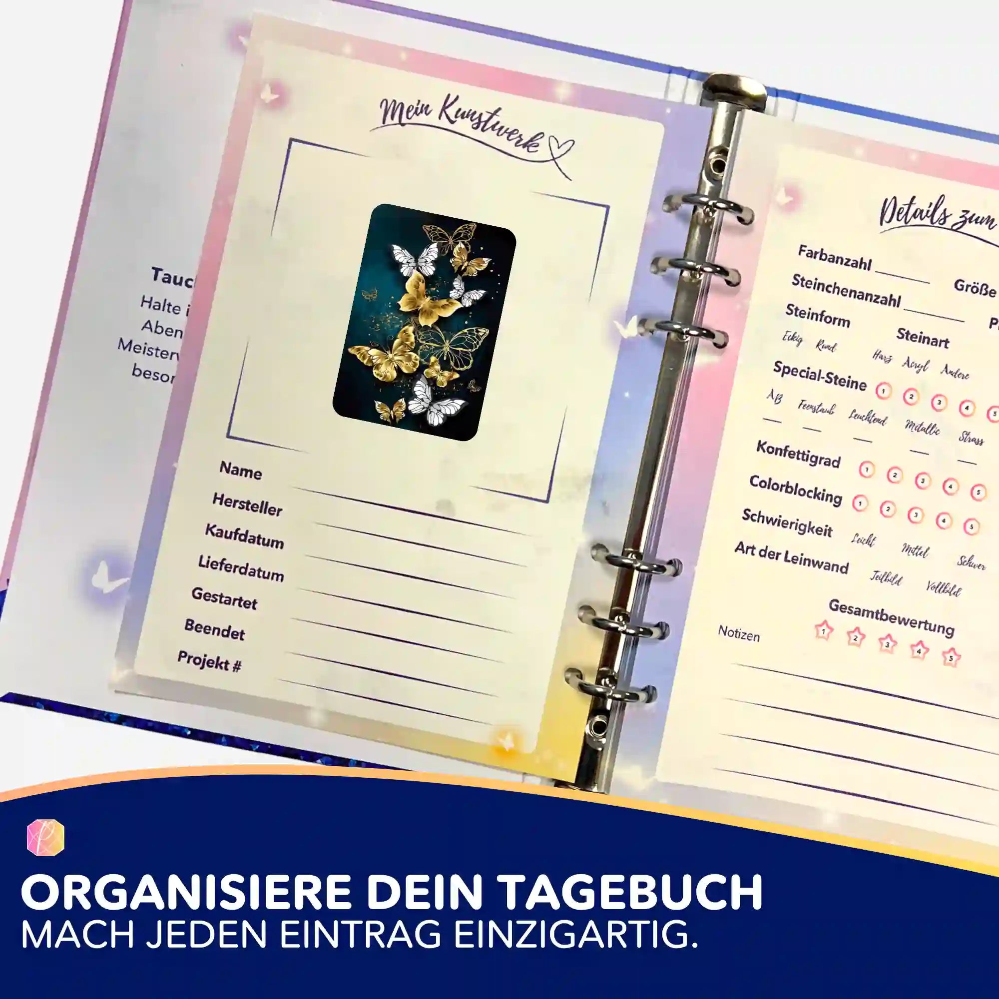 Aufkleber 5er-Set - Goldene Schmetterlinge