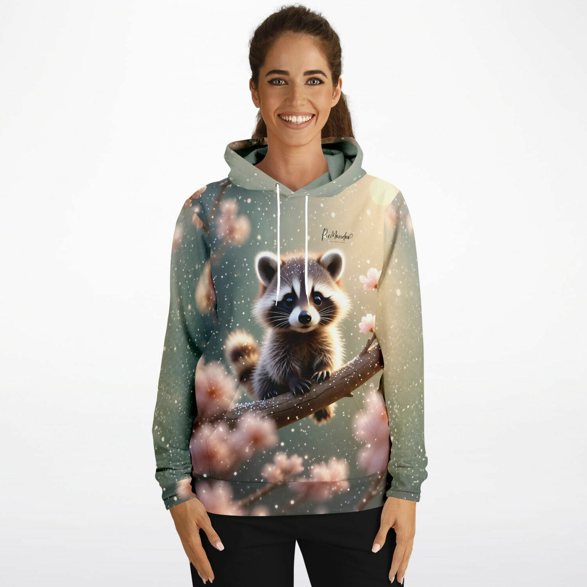 Damen Hoodie mit süßem Waschbär-Motiv im Dreamer-Design, passend zu Diamond Painting und Malen nach Zahlen Motiven