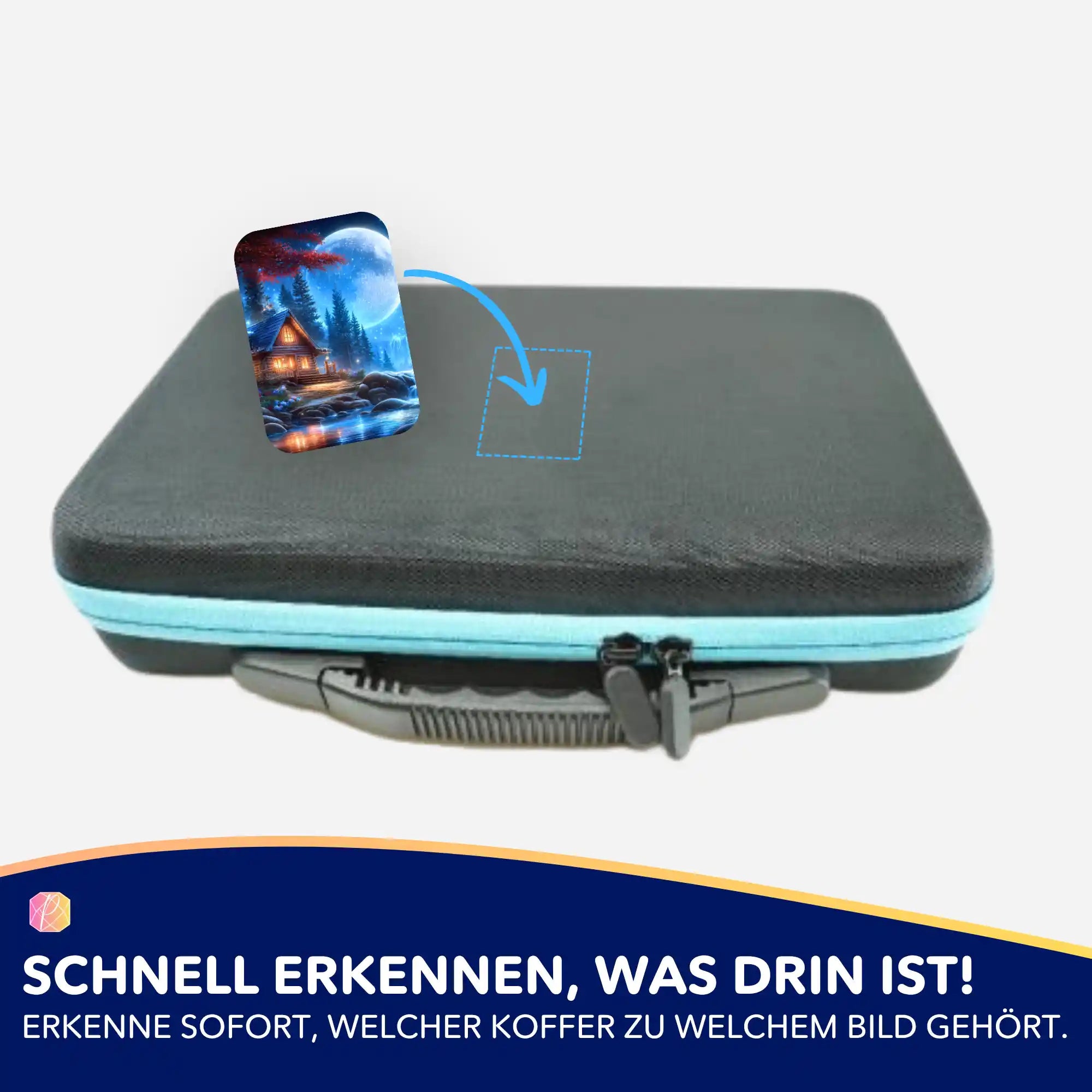 5er-Set Aufkleber für Diamond Painting Koffer, Motiv Wo das Mondlicht wohnt zur Organisation des Zubehörs