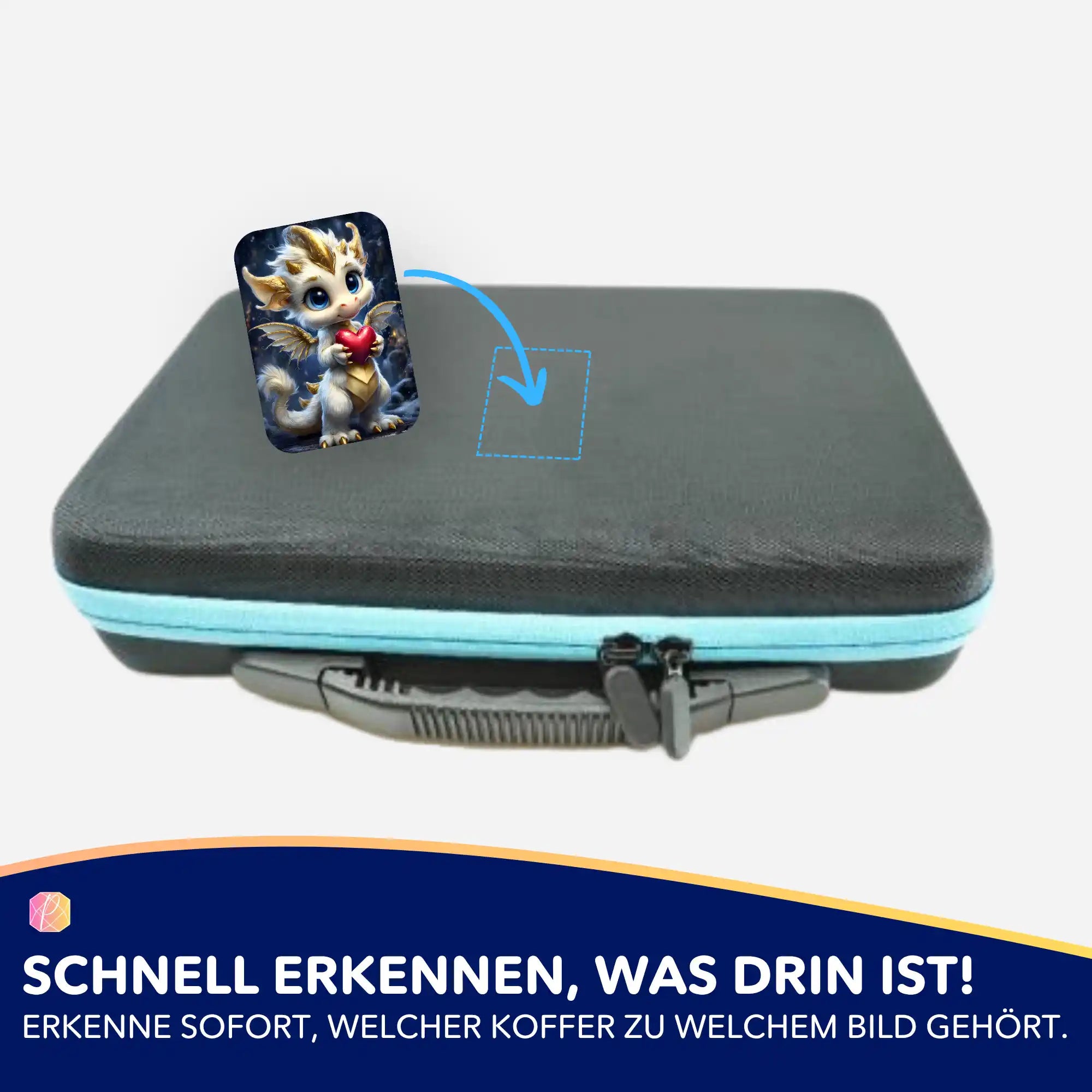 Picmondoo Diamond Painting Aufkleber zur Organisation von Koffern für Diamond Painting Sets mit süßem Drachen-Motiv