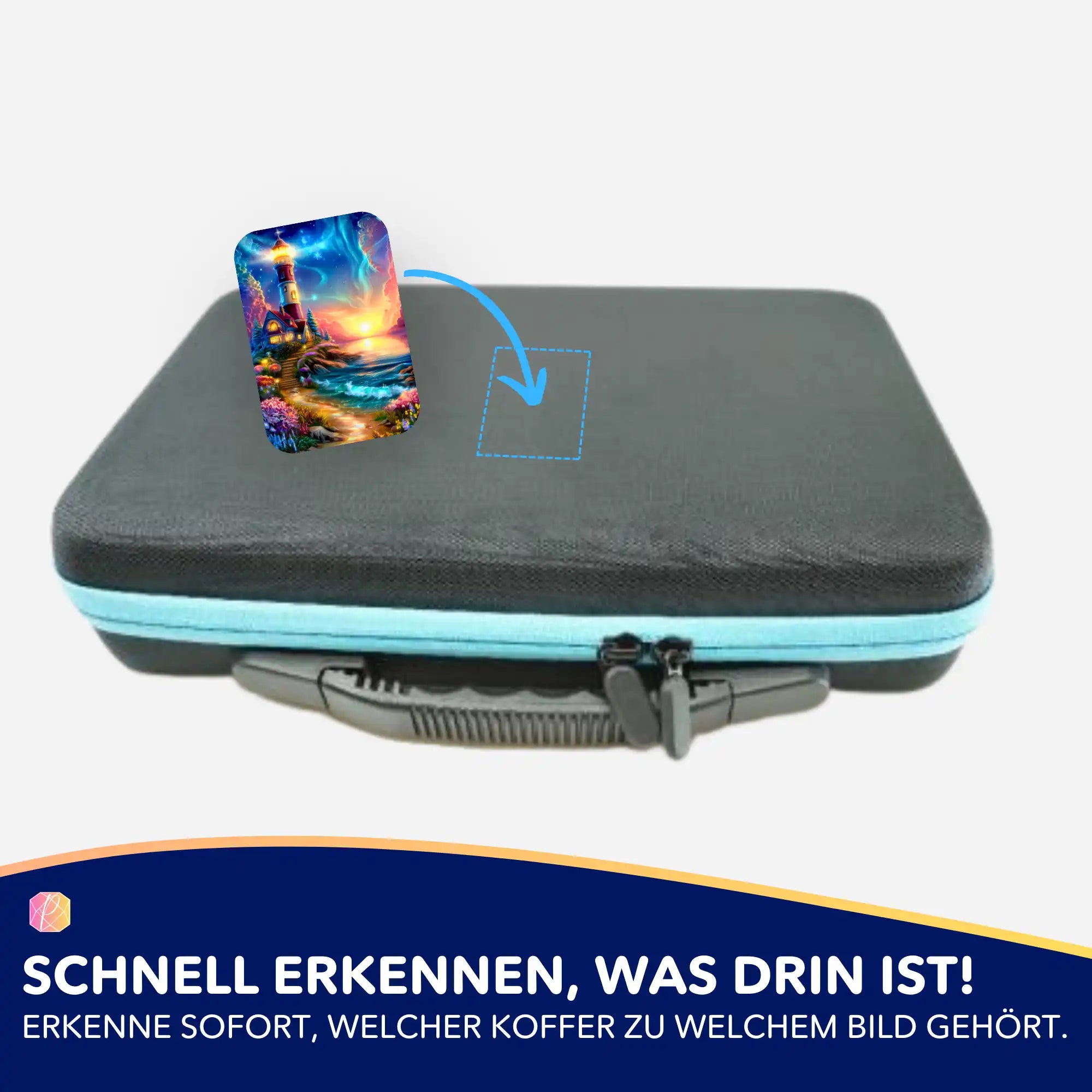 Picmondoo Diamond Painting Aufkleber zur Beschriftung von Zubehör-Koffern mit Motiv Wächter des Horizonts
