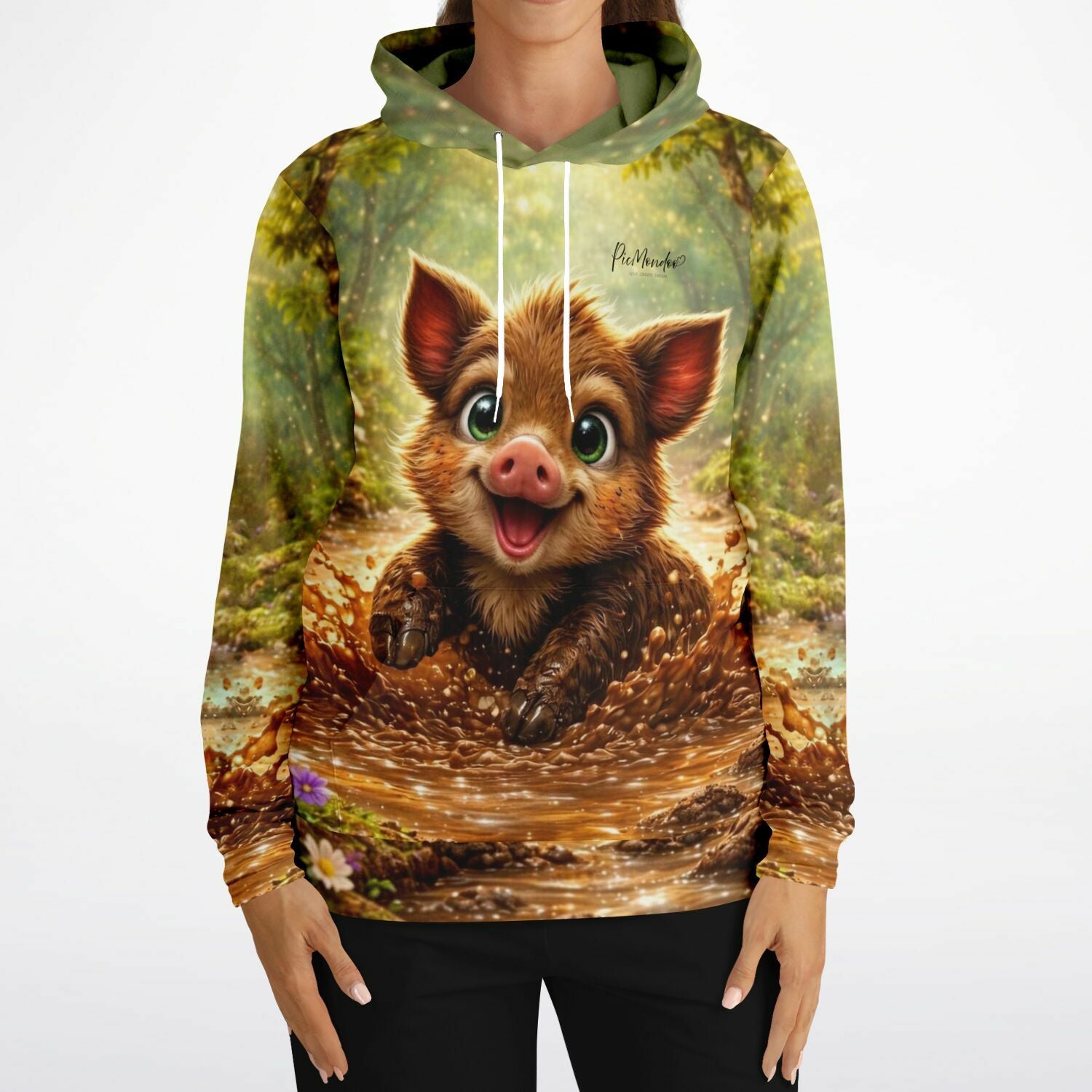 Dreamer Hoodie Pfützenglück mit niedlichem Wildschwein-Motiv, perfekt für Fans von Malen nach Zahlen und Diamond Painting