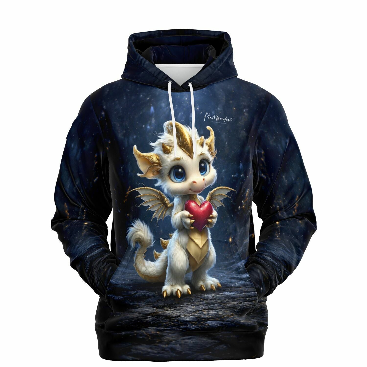 Dreamer Hoodie Herzlicht mit süßem Drachen-Motiv, perfekt für Fans von Diamond Painting und Malen nach Zahlen