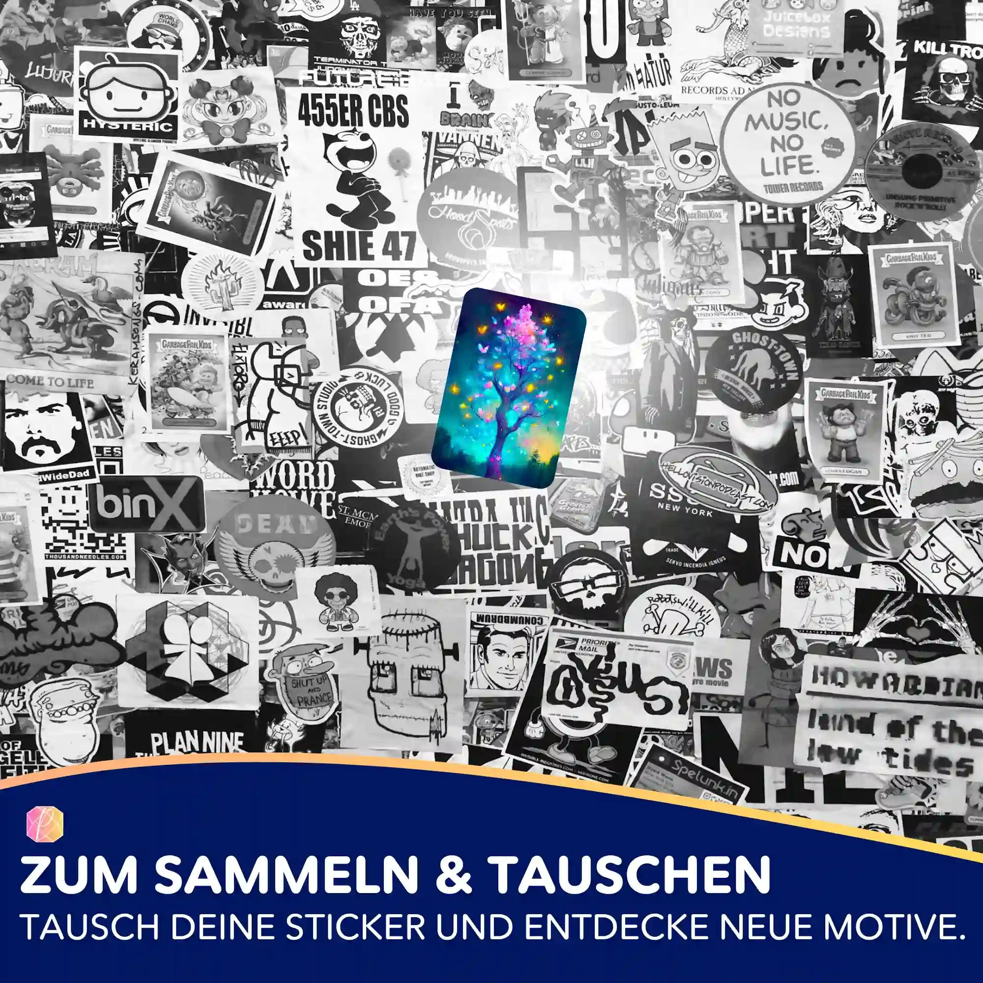 Aufkleber 5er-Set - Schmetterlingsbaum
