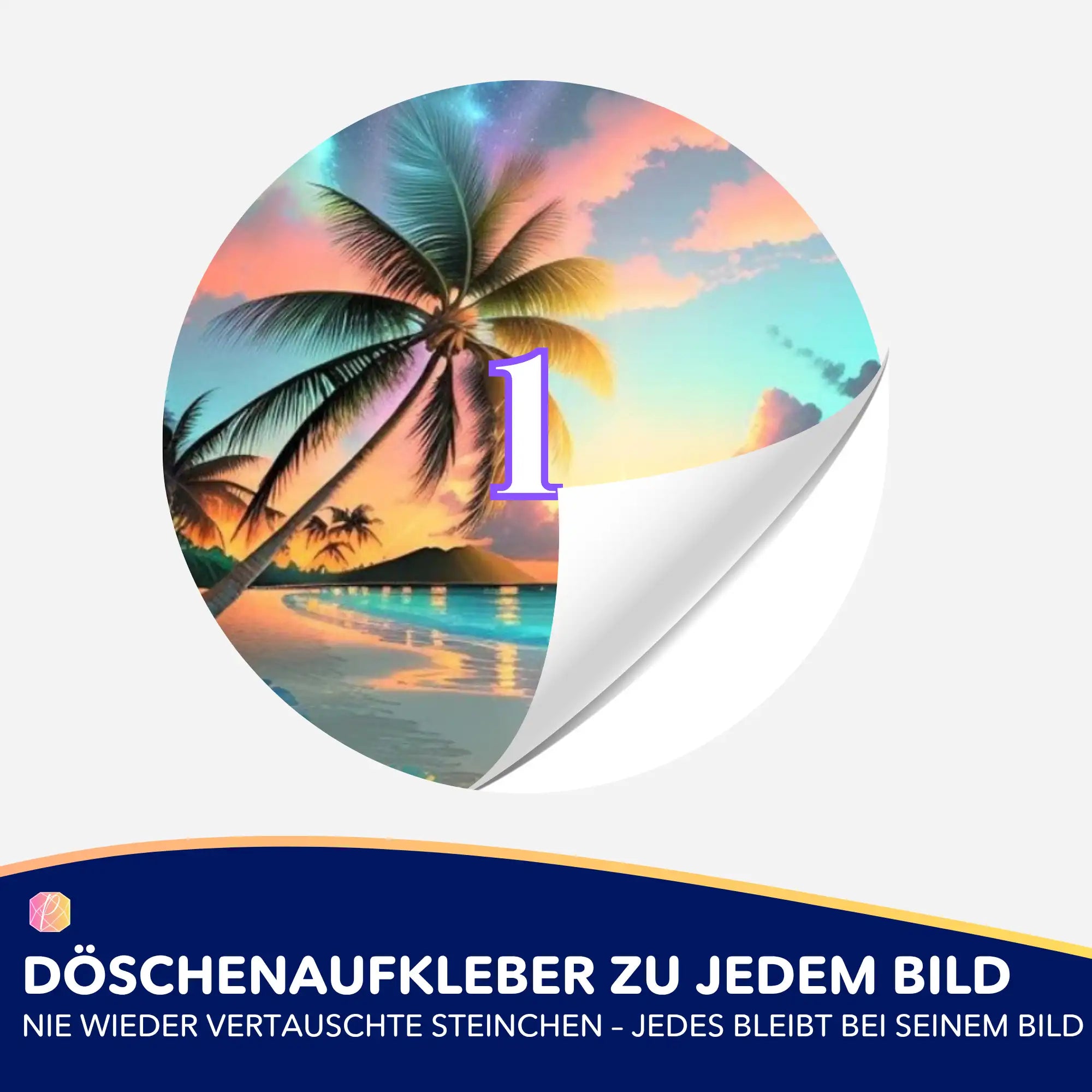 Döschenaufkleber - Palme im bunten Abendhimmel