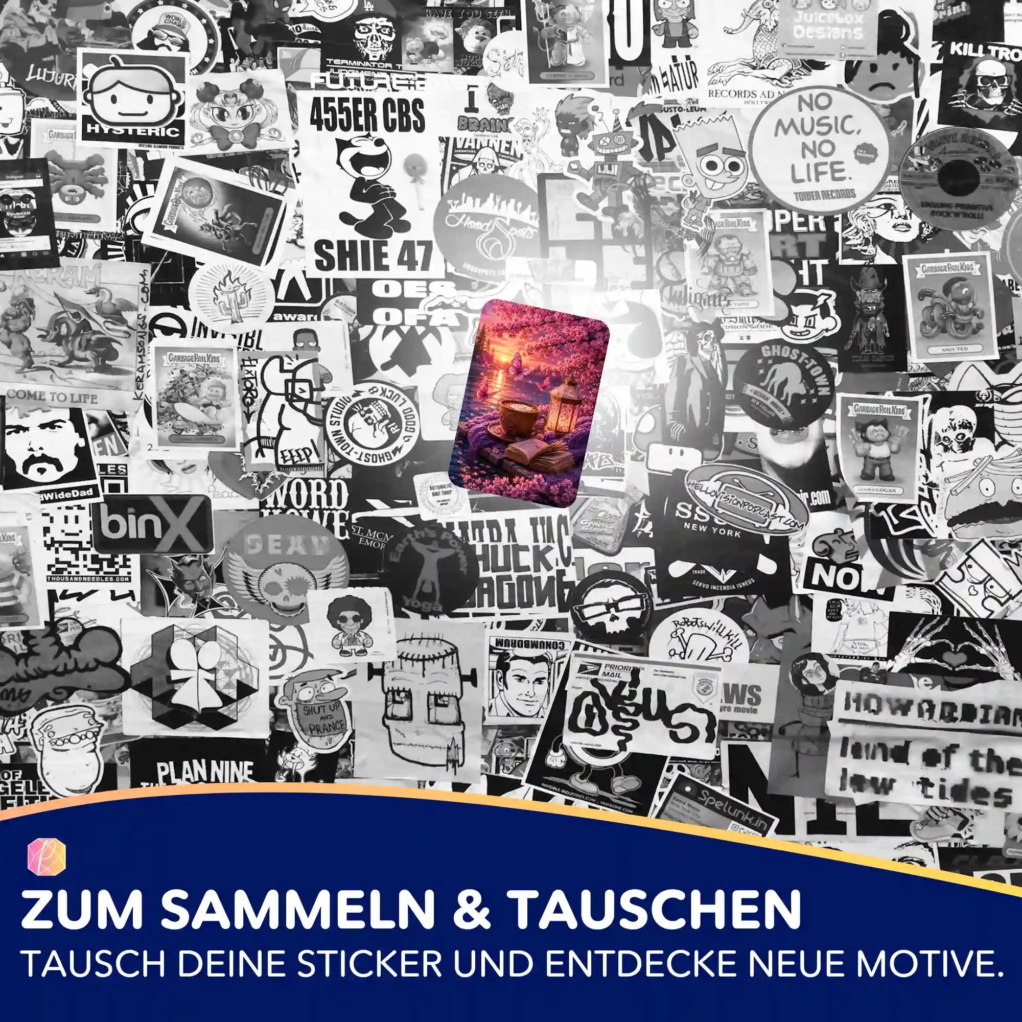 Picmondoo Sticker-Set zur Organisation von Diamond Painting mit Motiv Am Ende der Geschichte als bunter Aufkleber