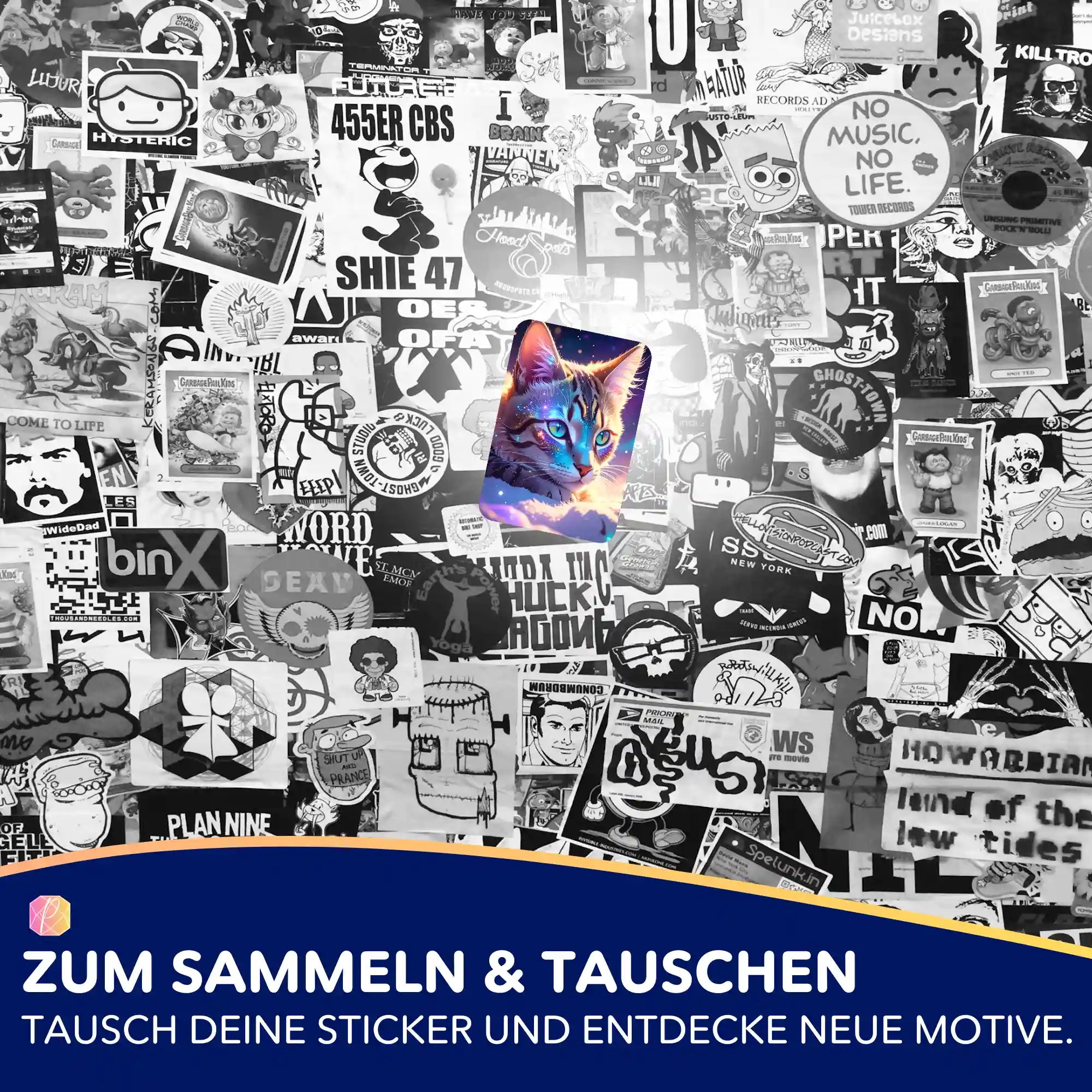 Bunter Katzen-Aufkleber aus dem Picmondoo Diamond Painting Set für kreative Bastel- und DIY-Fans
