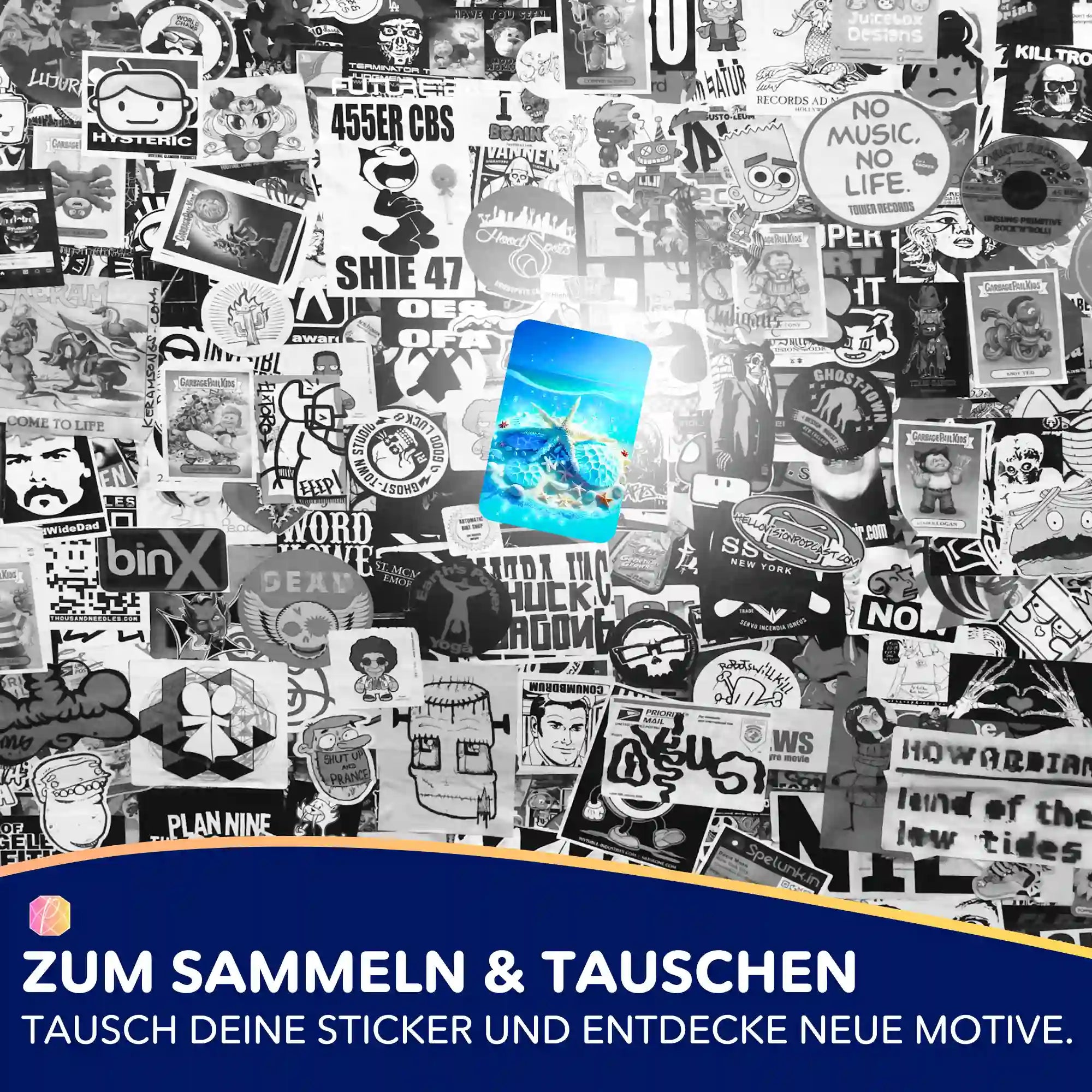 Aufkleber 5er-Set - Blaue Meeressymphonie