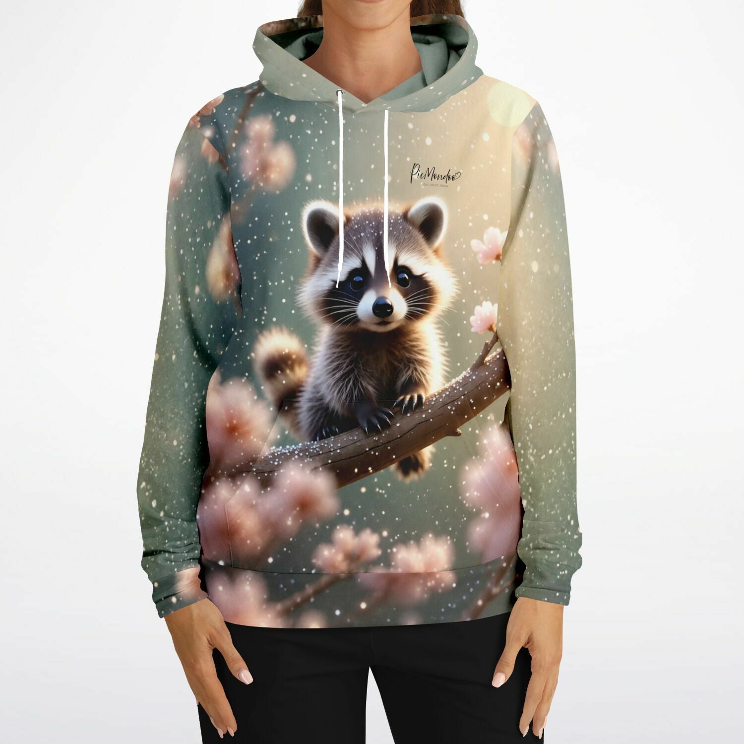 Dreamer Hoodie von Picmondoo mit niedlichem Waschbär-Motiv im Stil von Diamond Painting und Malen nach Zahlen Designs