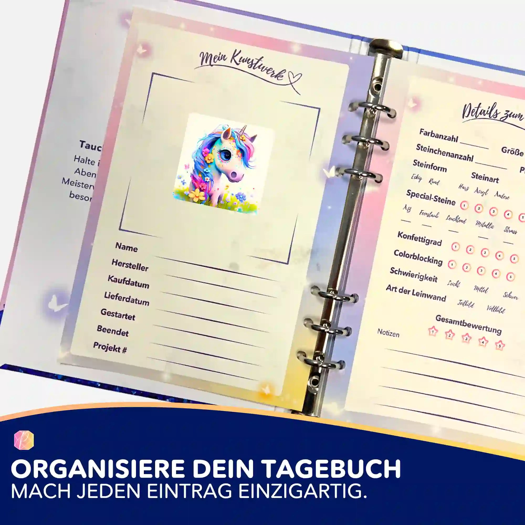 Aufkleber 5er-Set - Süßes Einhorn