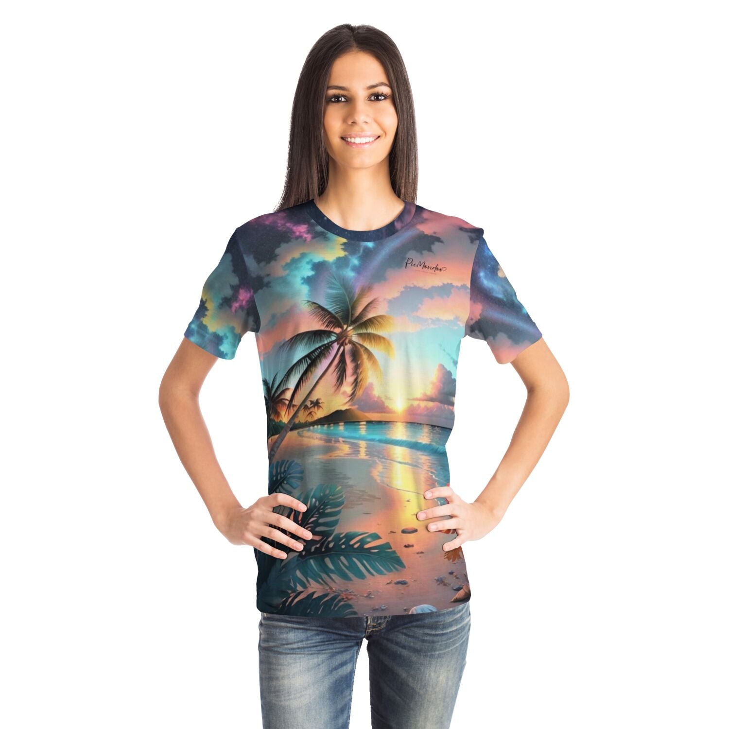 Dreamer T-Shirt - Palme im bunten Abendhimmel
