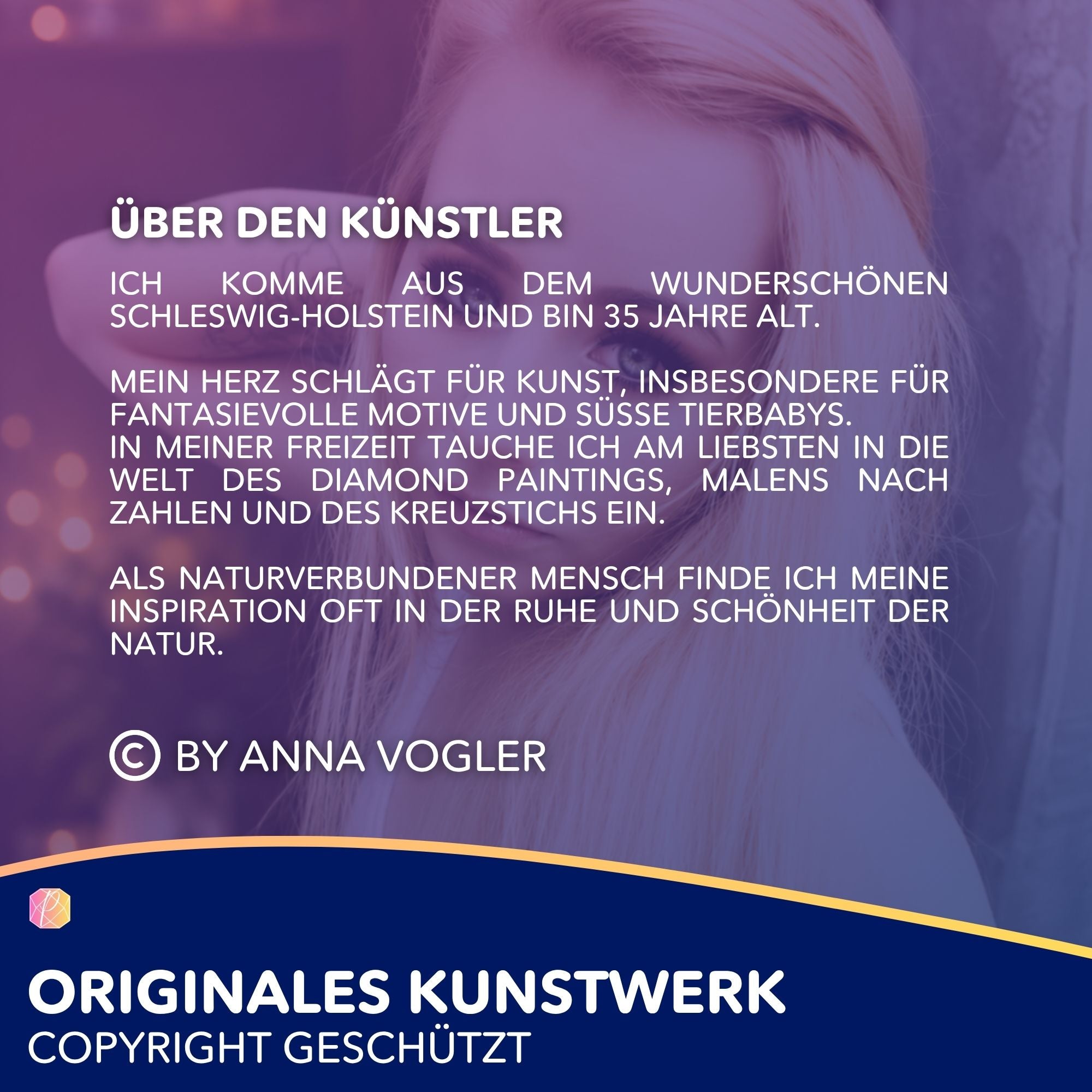 Künstlervorstellung von Anna Vogler für Diamond Painting und Malen nach Zahlen Motive bei Picmondoo.