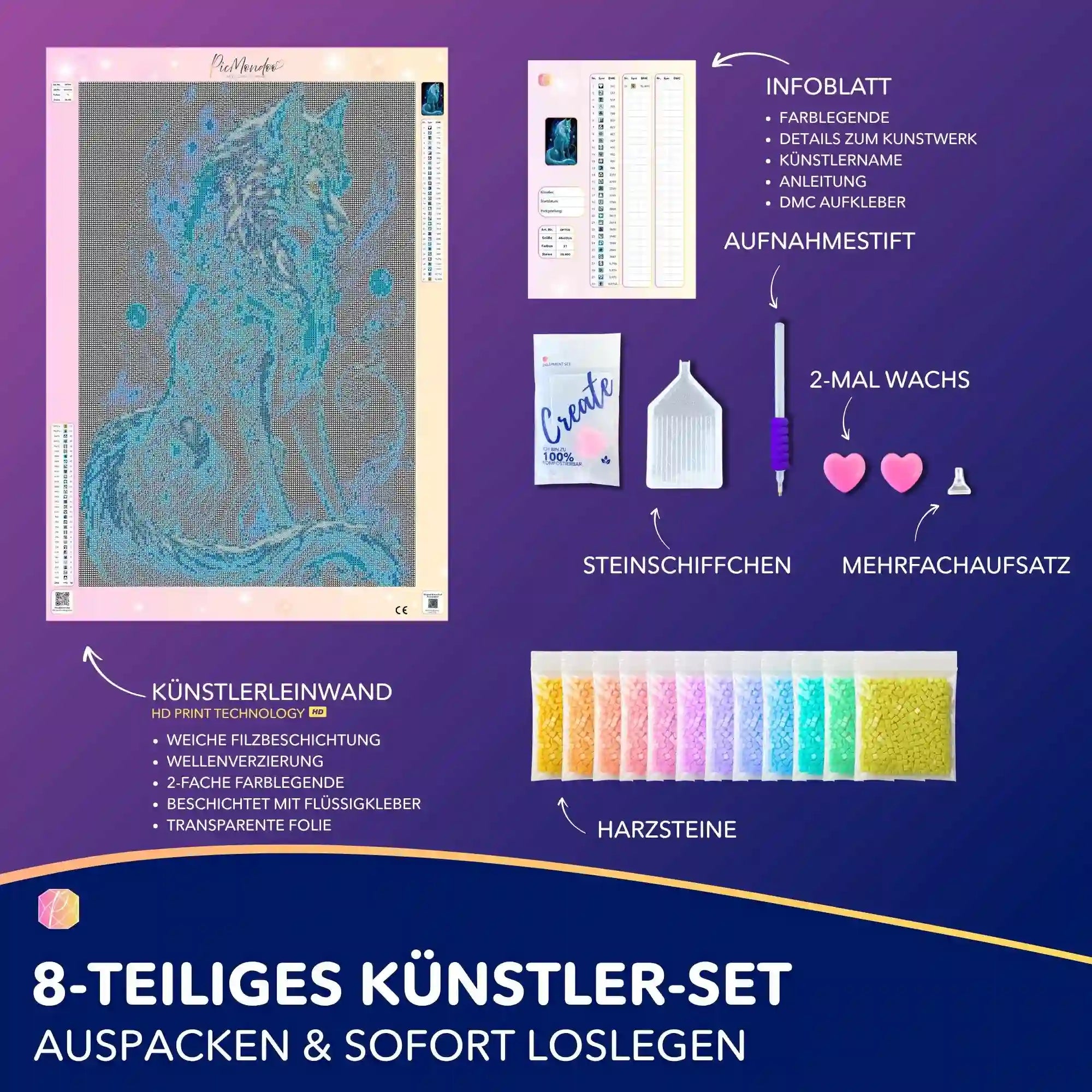 Diamond Painting Leuchtbild Special - Verzauberter Wolf
