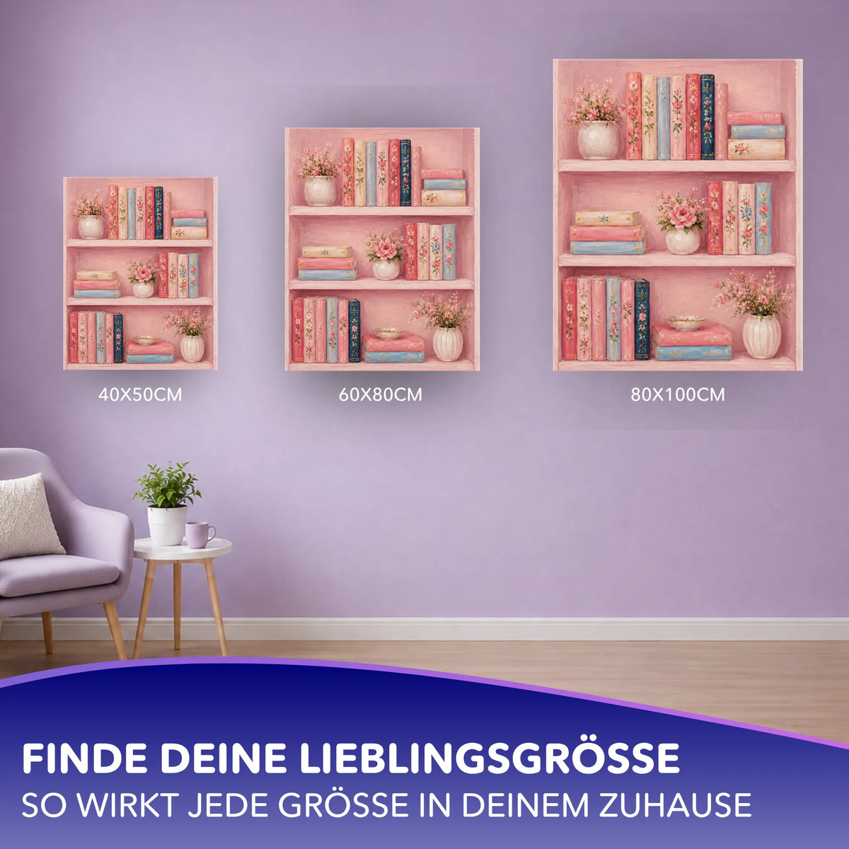 Malen nach Zahlen für Erwachsene Motiv Geschichten in Rosé als Wandbild in verschiedenen Größen für dein Zuhause.