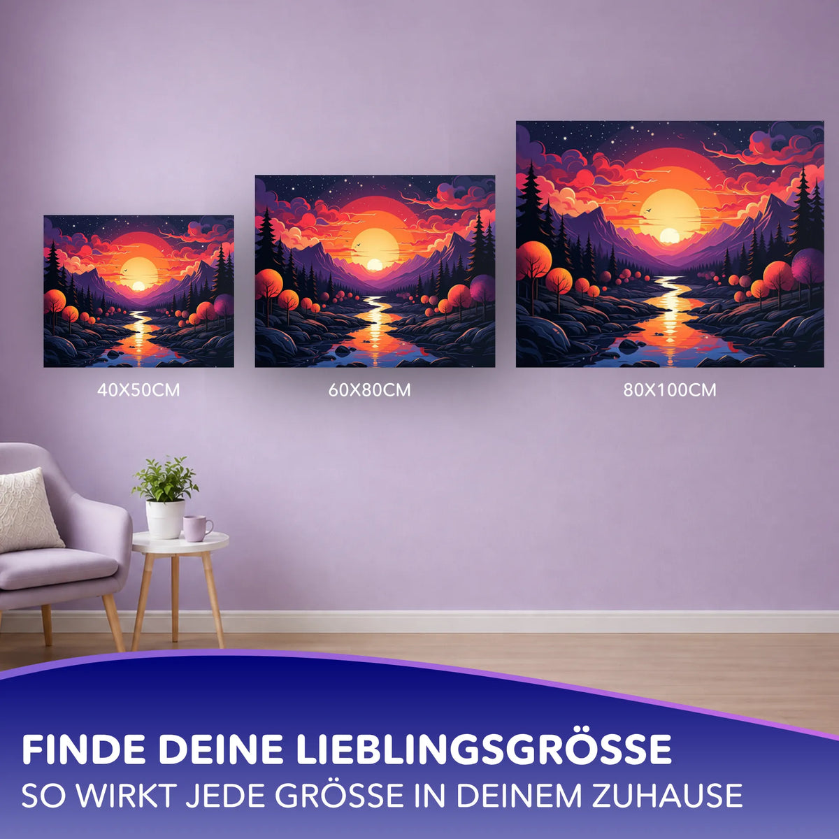 Malen nach Zahlen für Erwachsene: Motiv Im letzten Licht als Wanddekoration in verschiedenen Leinwandgrößen.