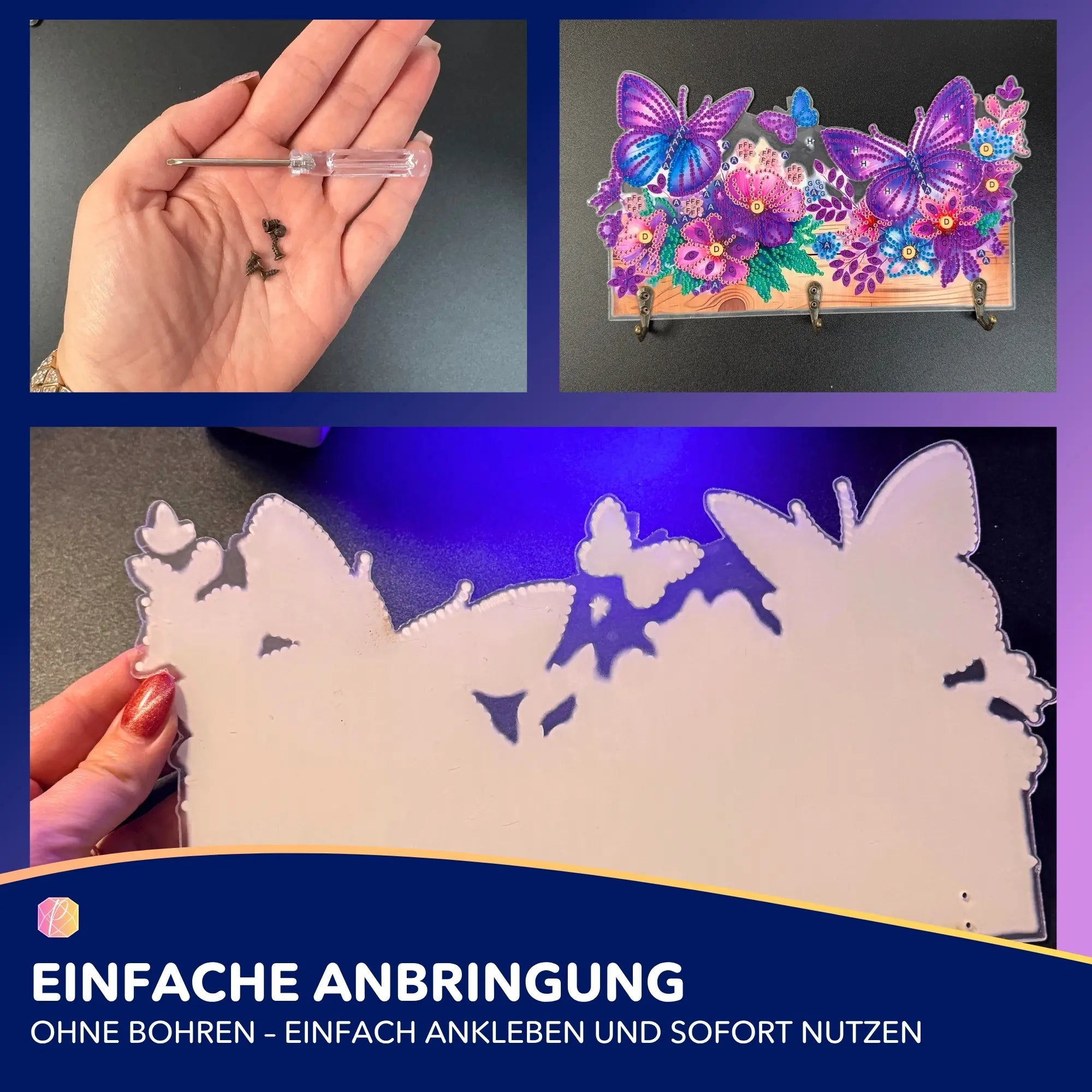 Diamond Painting Schlüsselbrett Schmetterlinge