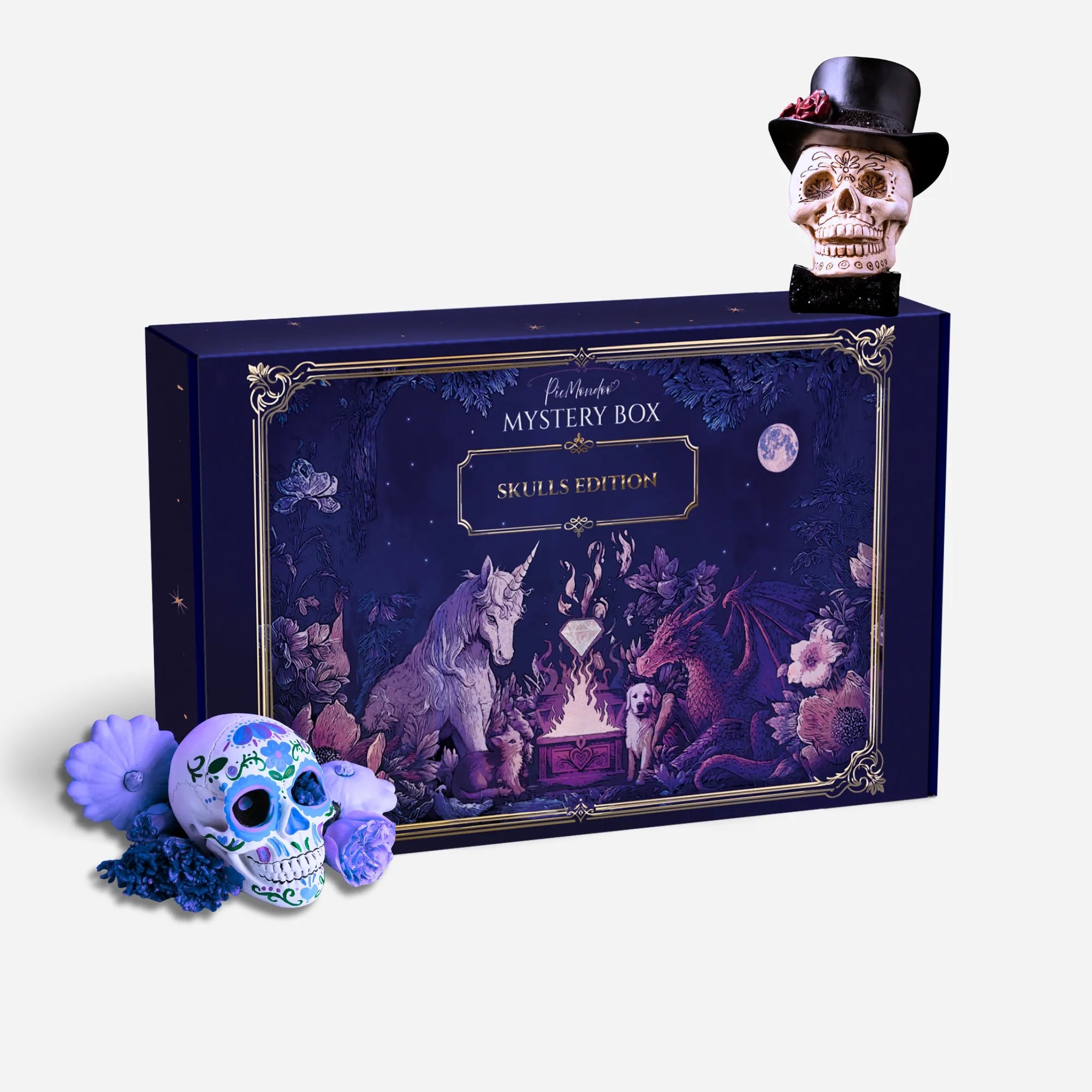 Picmondoo Mystery Box Skulls Edition mit Totenkopf-Deko für Diamond Painting Fans als kreatives Bastelgeschenk.