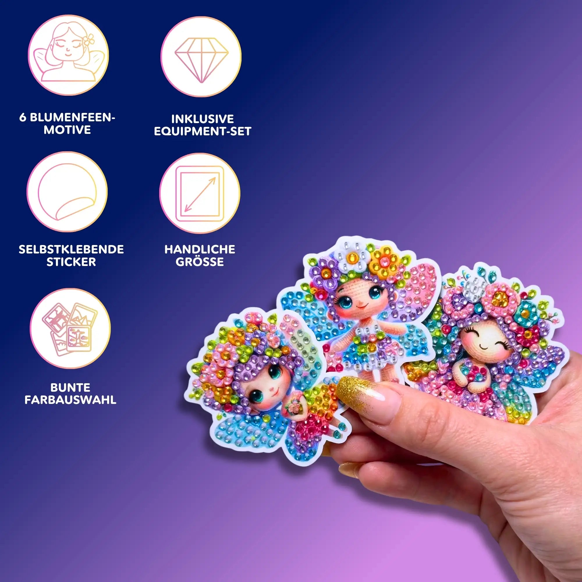 Diamond Painting Sticker - Blumenfeen
