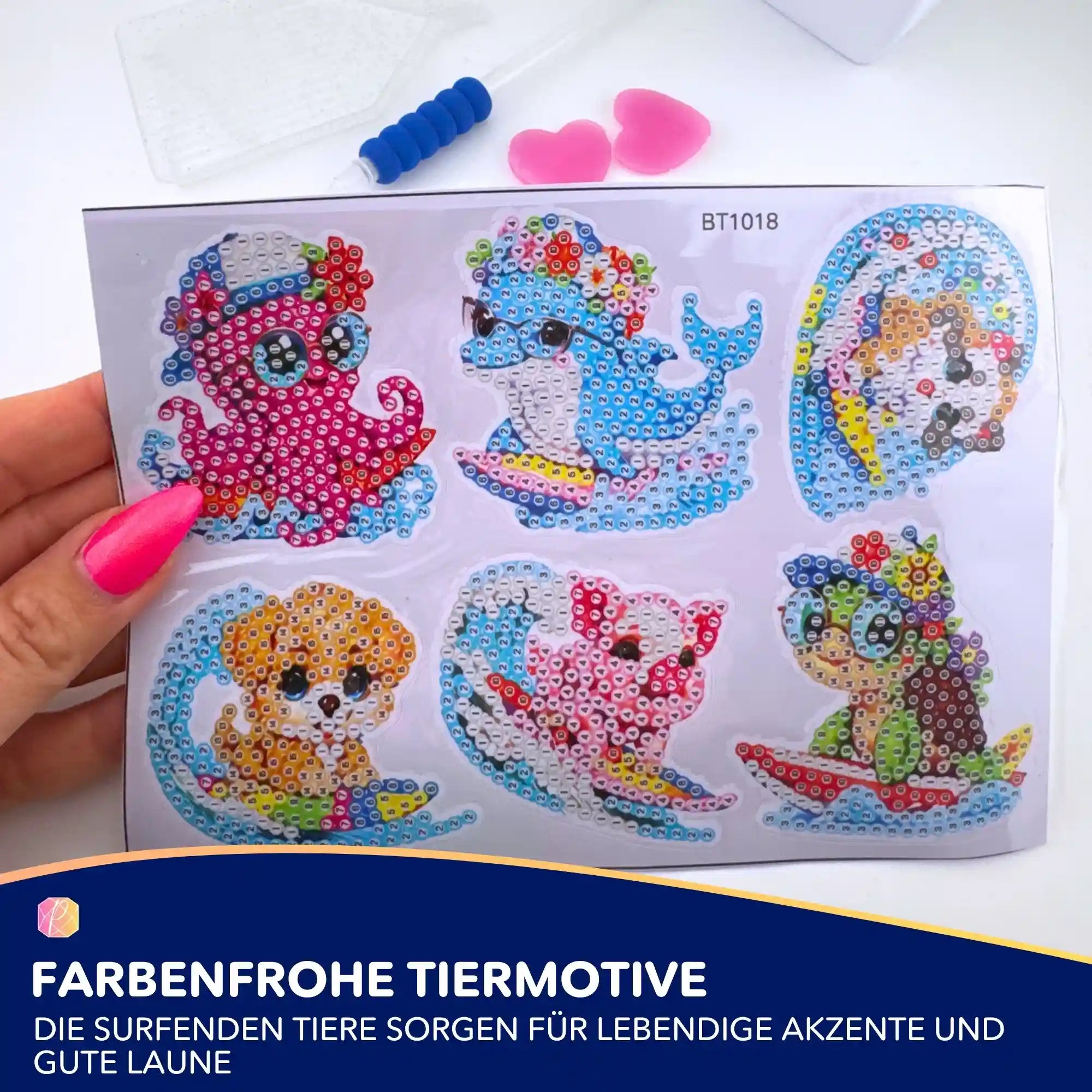 Diamond Painting Sticker - Kleine Surfer