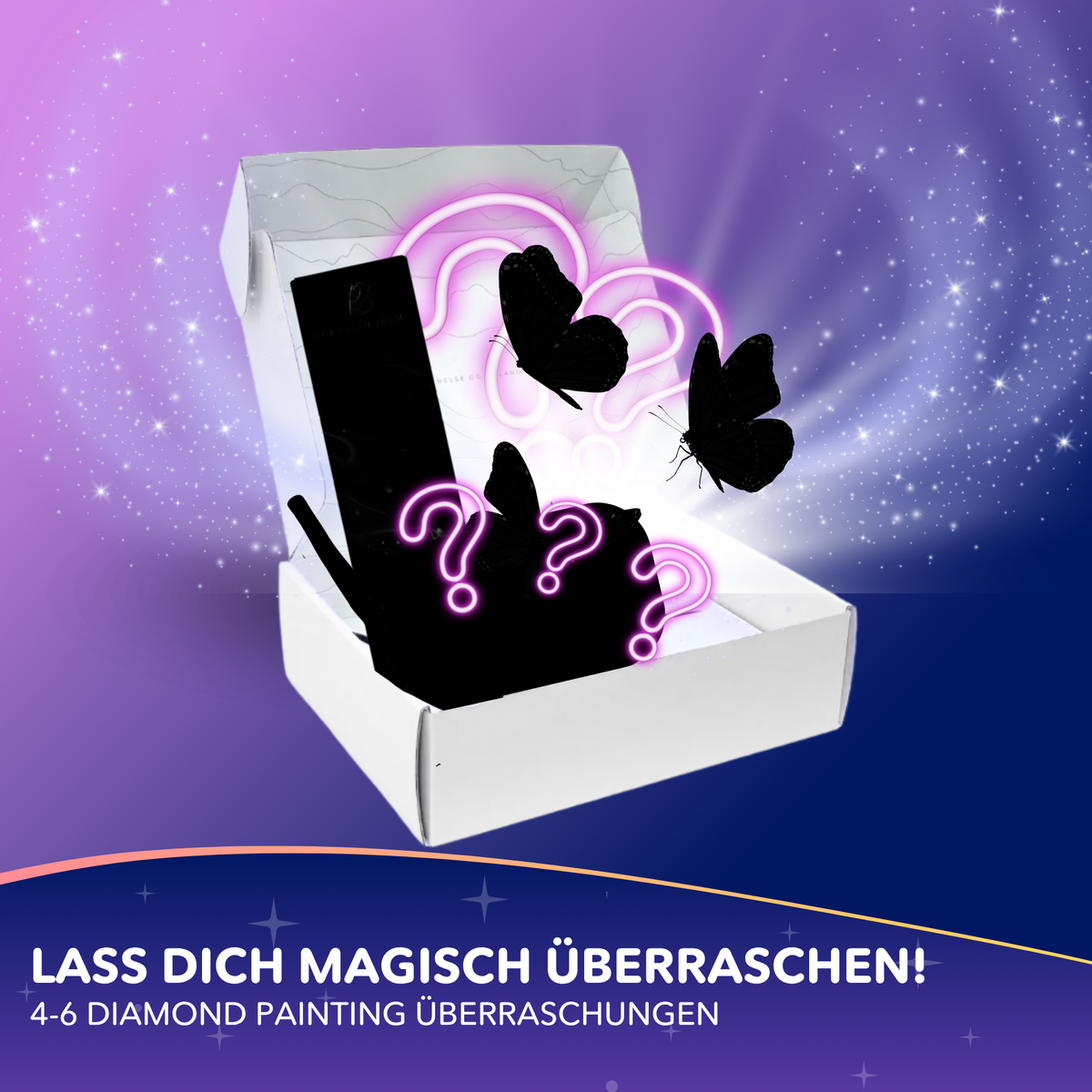 Diamond Painting Mystery-Box Butterfly Edition mit magischen Schmetterlingen als Überraschungs-Set für DIY-Fans