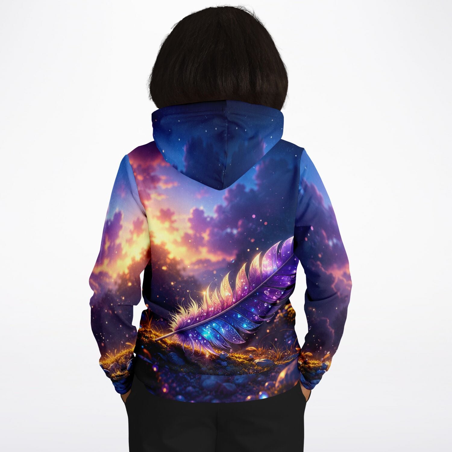Dreamer Hoodie mit Feder im Sternenlicht Design, perfekt für Fans von kreativem Diamond Painting und Kunstmotiven.