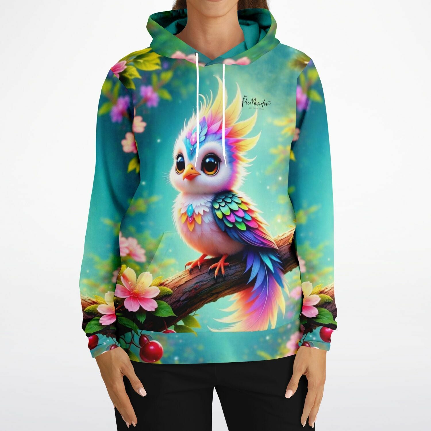 Dreamer Hoodie mit farbenfrohem Vogelmotiv im Stil unserer Diamond Painting und Malen nach Zahlen Kunstwerke